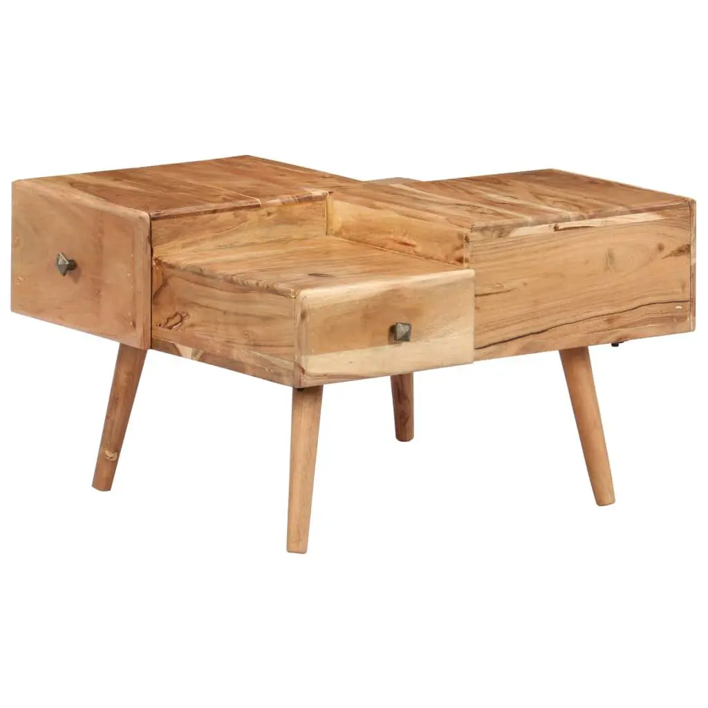 Coffee Table 27.5x23.6x16.5 Inches Solid Acacia Wood Mid-Century Modern Table