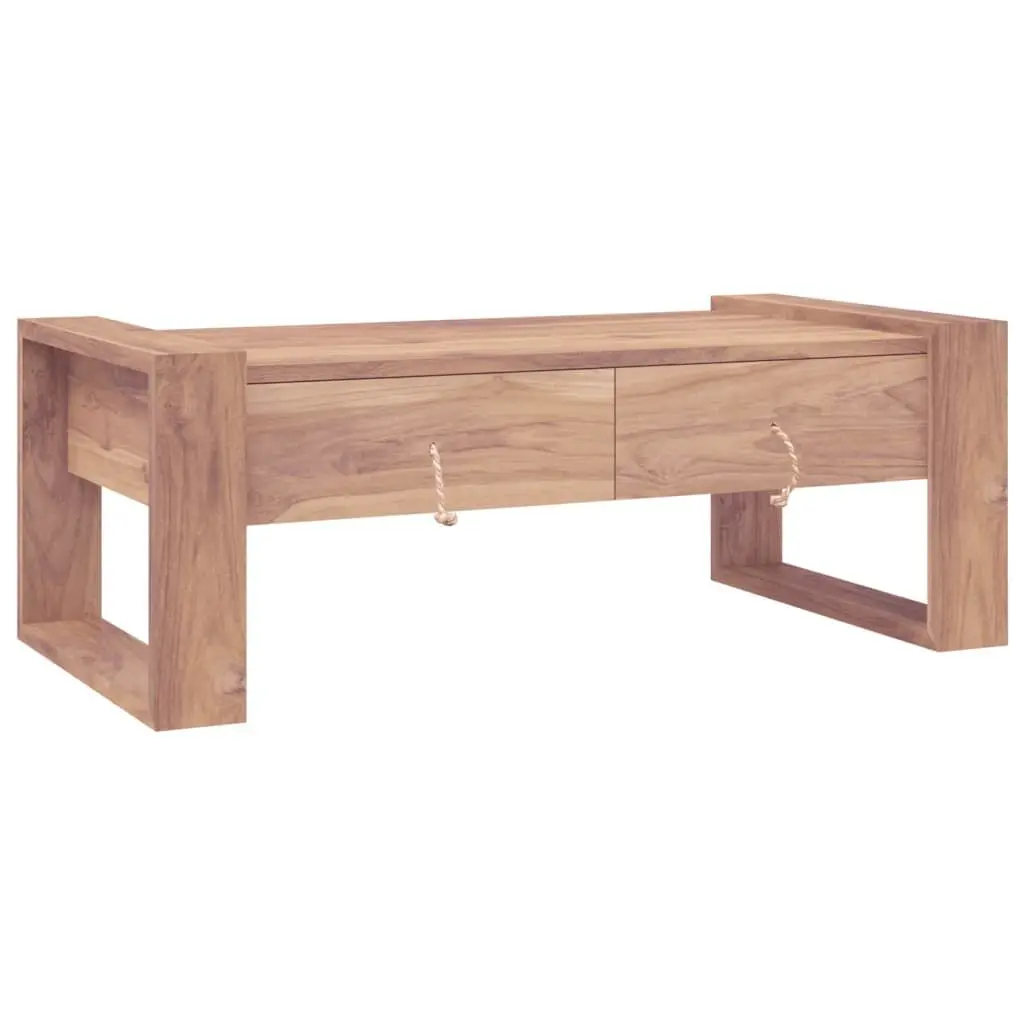 Coffee Table 43.3x23.6x15.7 Inches Solid Teak Wood Modern Living Room Table