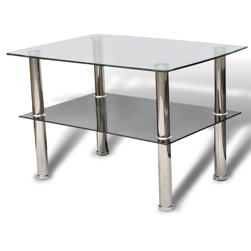 Coffee Table Glass 2 Tiers Modern Living Room Furniture