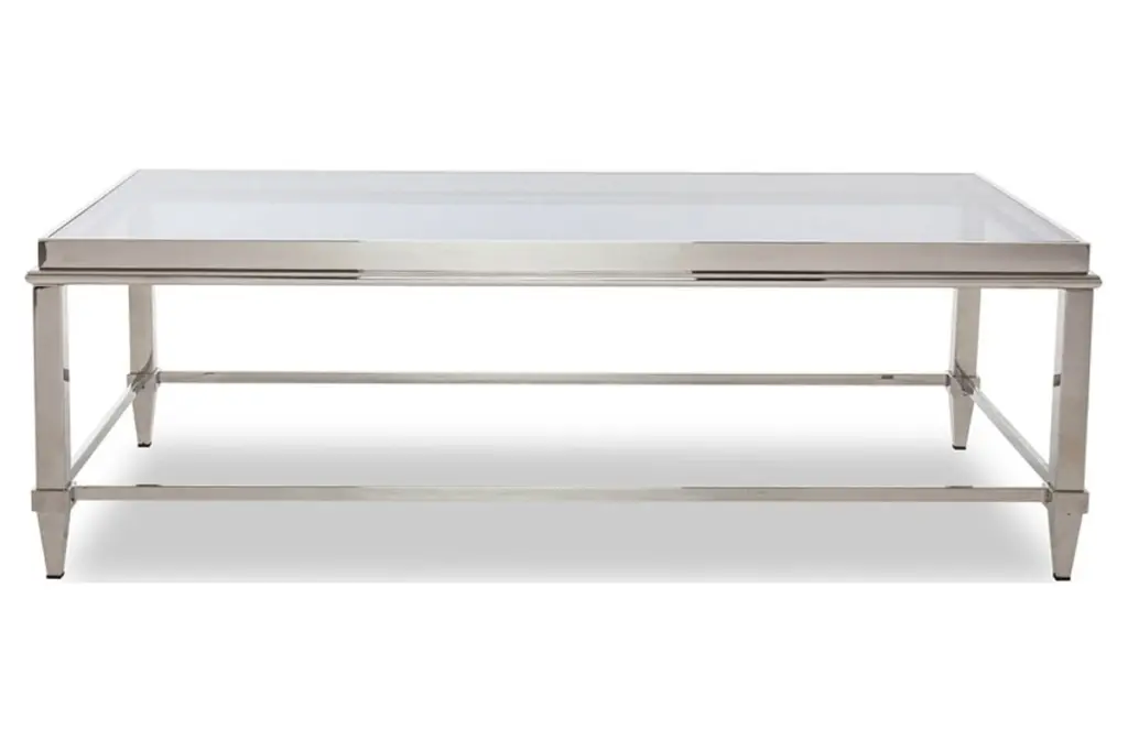 DeeHome Modrest Agar Modern Glass and Stainless Steel Coffee Table, Sleek Design, Durable Construction
