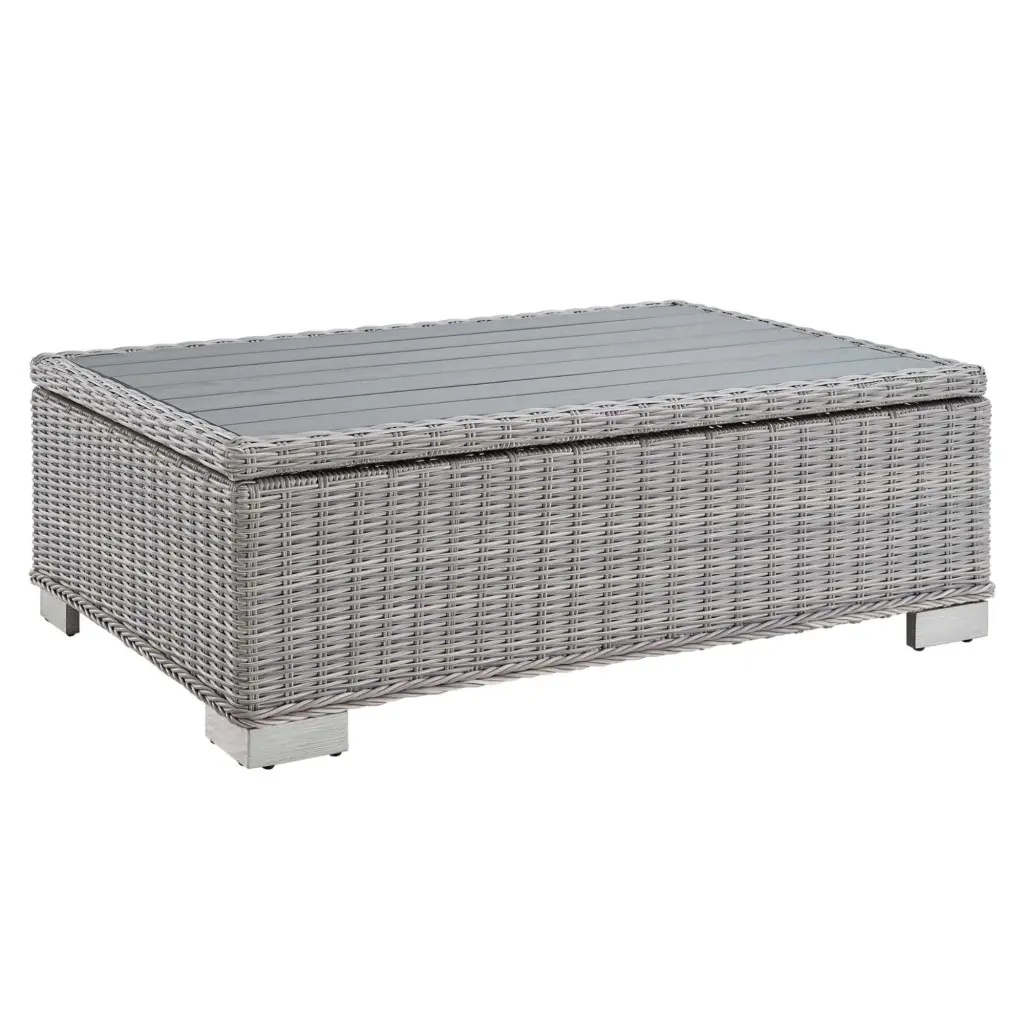 Ergode Conway 45 Outdoor Patio Wicker Rattan Coffee Table Light Gray Weather Resistant