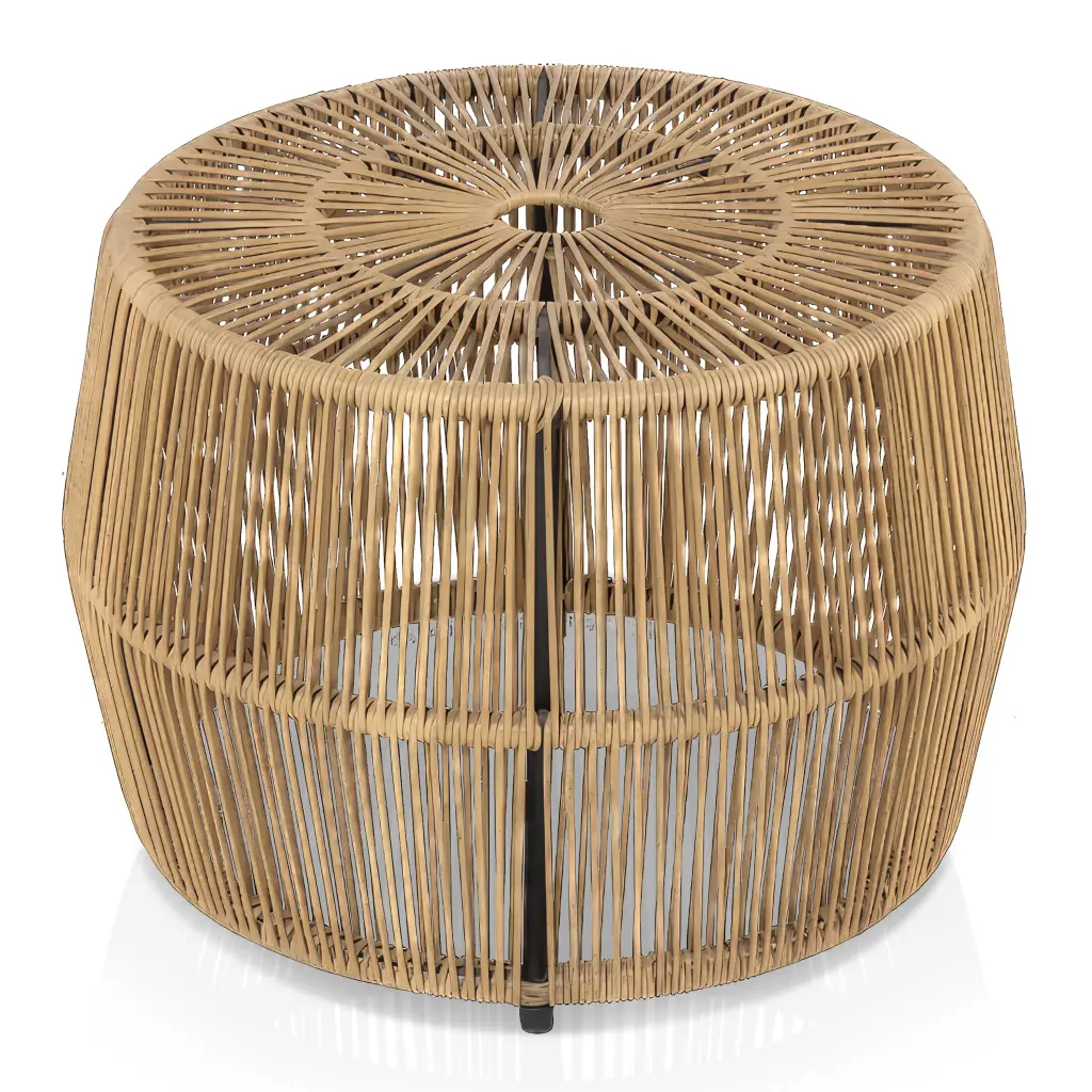 Tisch PE Natural Wicker Rattan Outdoor Round Coffee Table Patio Muse & Lounge Co.
