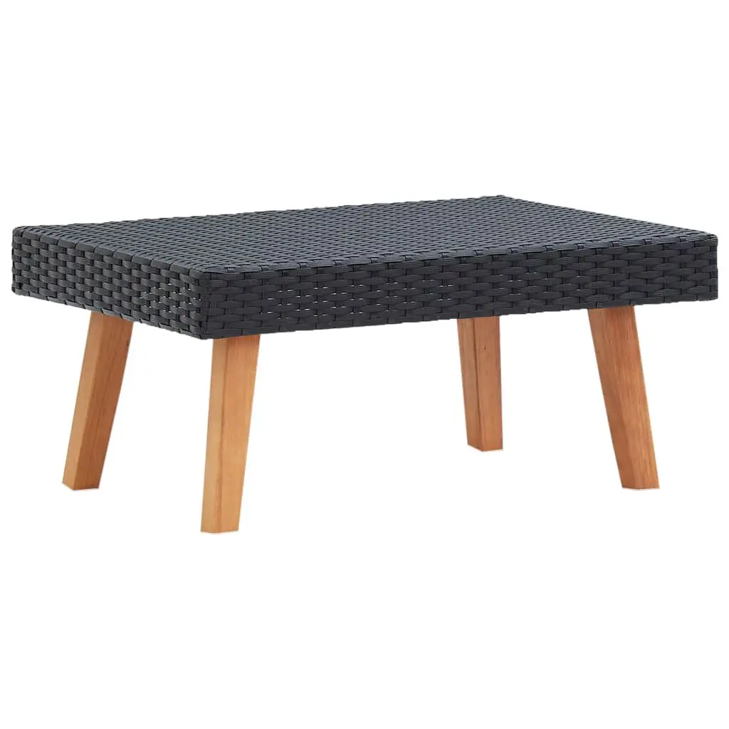 Patio Coffee Table Poly Rattan Black Outdoor Living Furniture