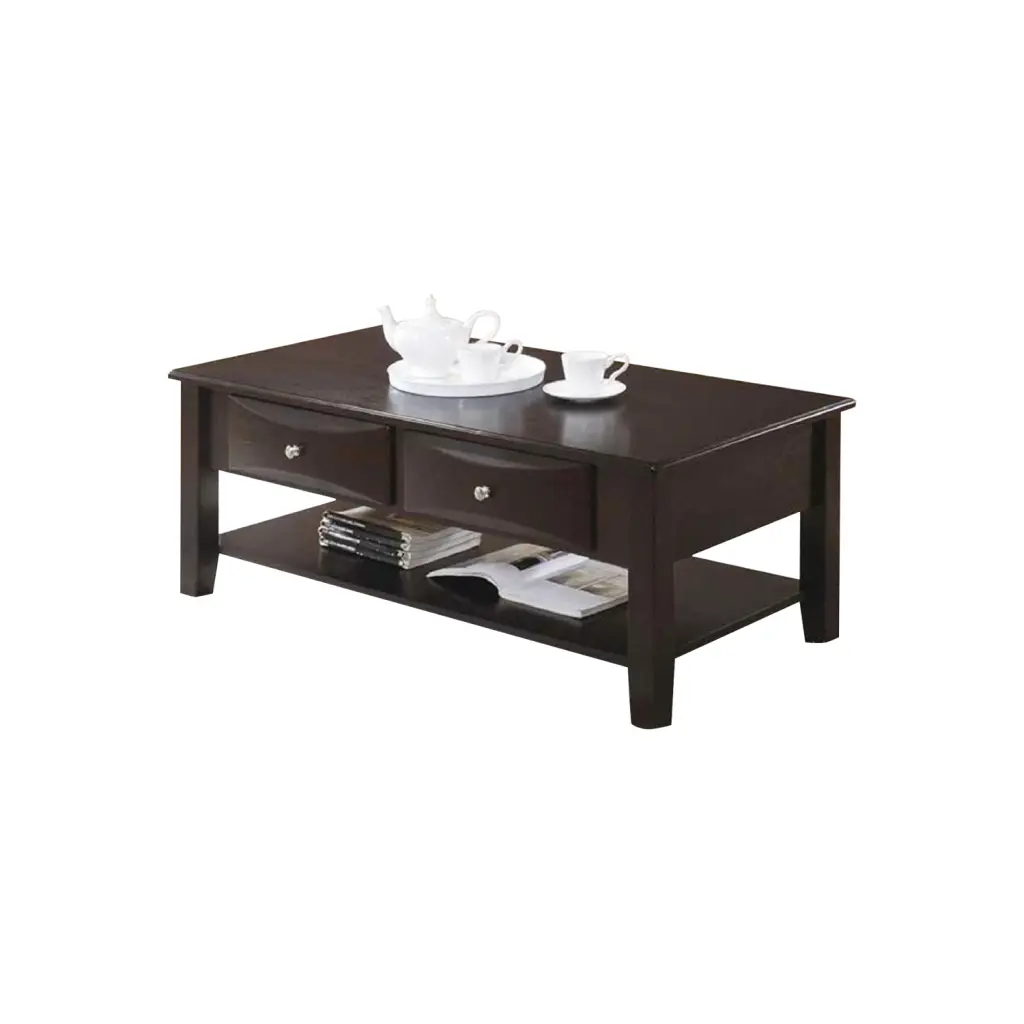 Coffee Table Two Drawers Brown Rectangle Living Space simple relax