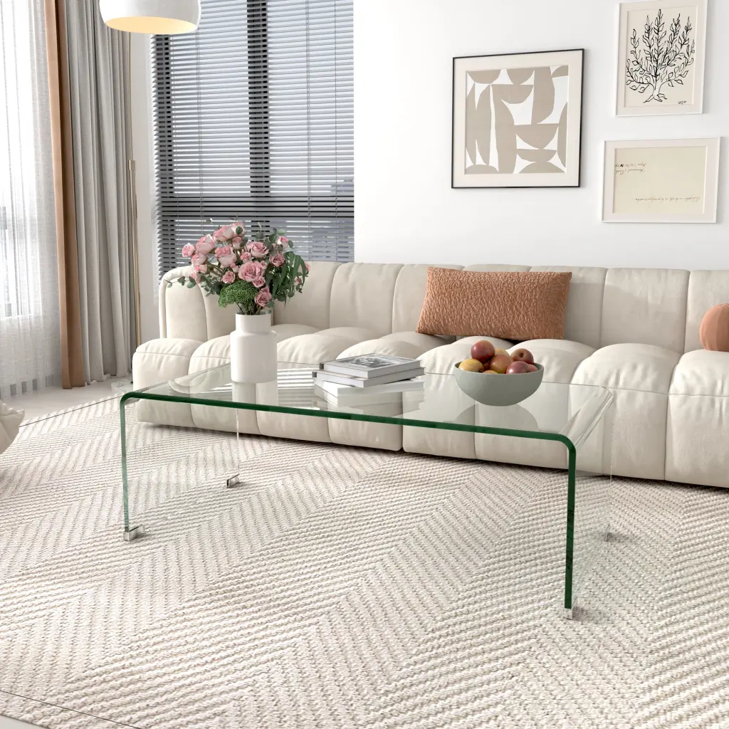 Tansole Tempered Glass Coffee Table Modern Accent Side Table Living Room Furniture