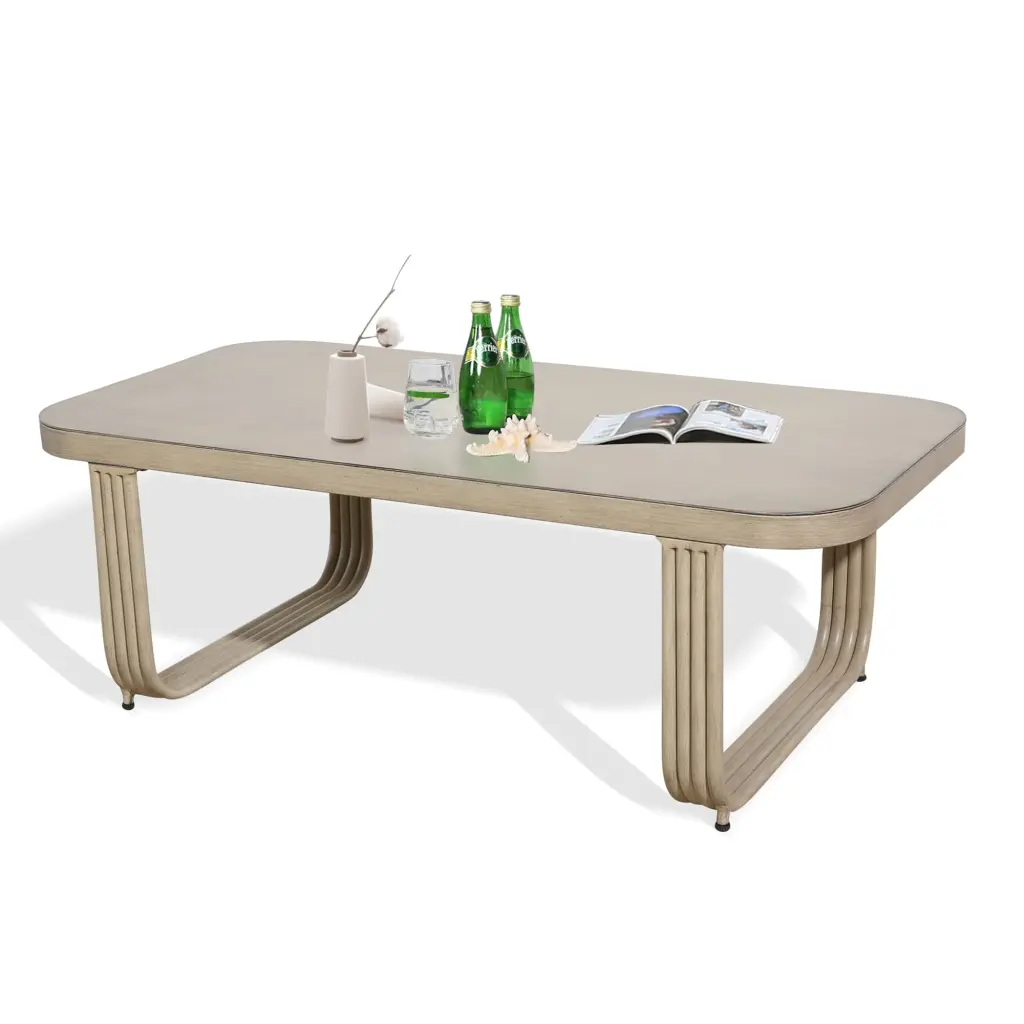 Ulax Furniture Patio Aluminum Non-Rust Rectangular Coffee Table Outdoor Use