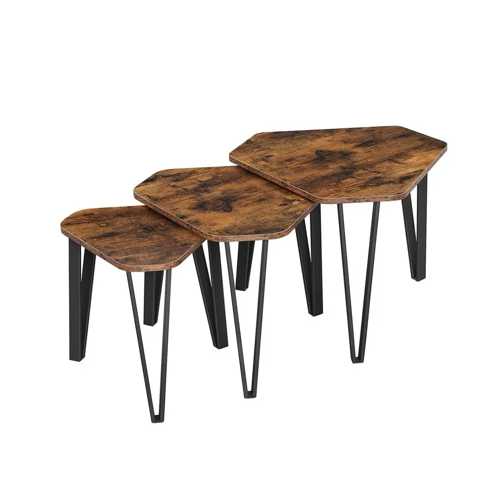 Set 3 Nesting Coffee Tables Modern Design and Sturdy Construction VASAGLE