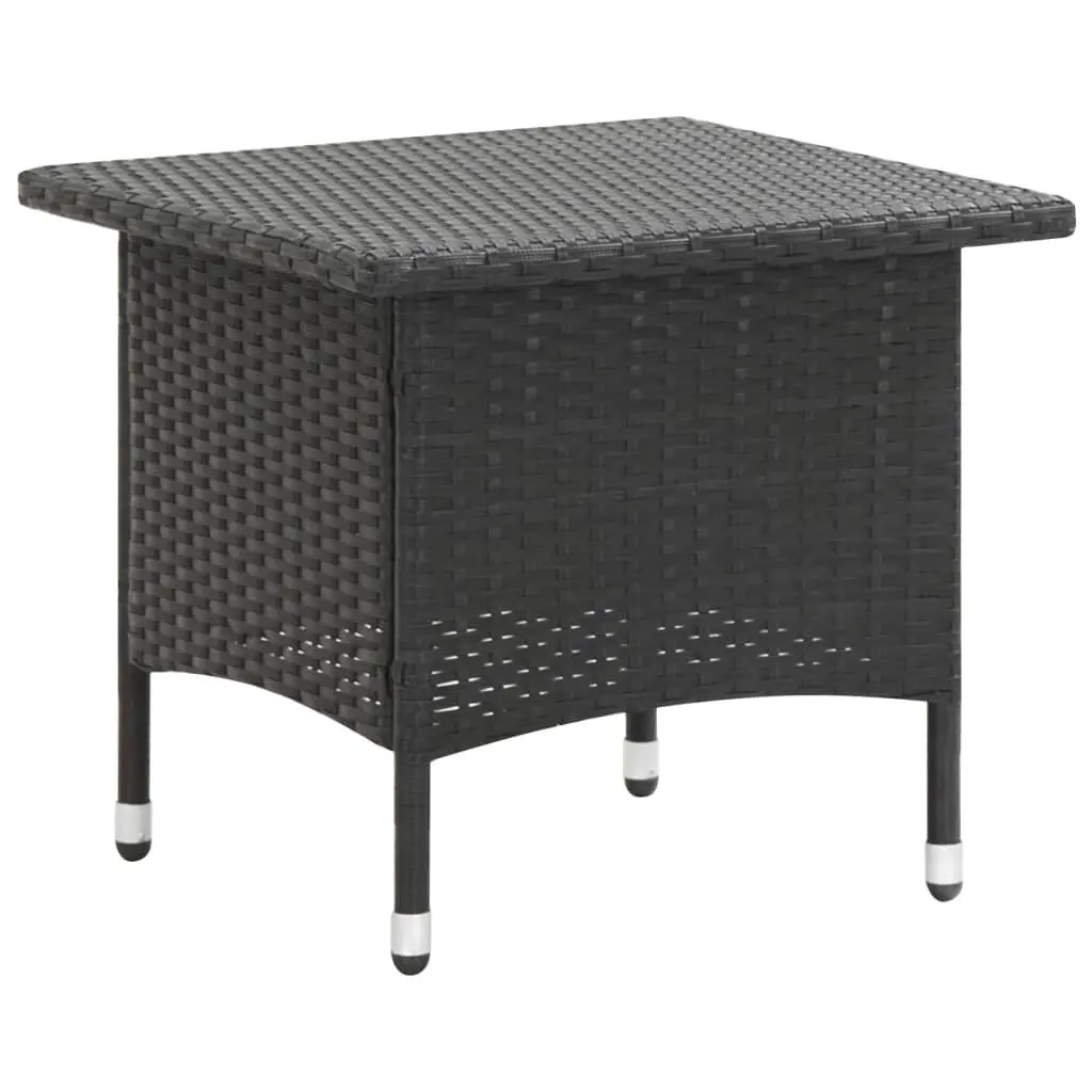 Tea Table Black 19.7x19.7x18.5 Inches Poly Rattan Coffee Table