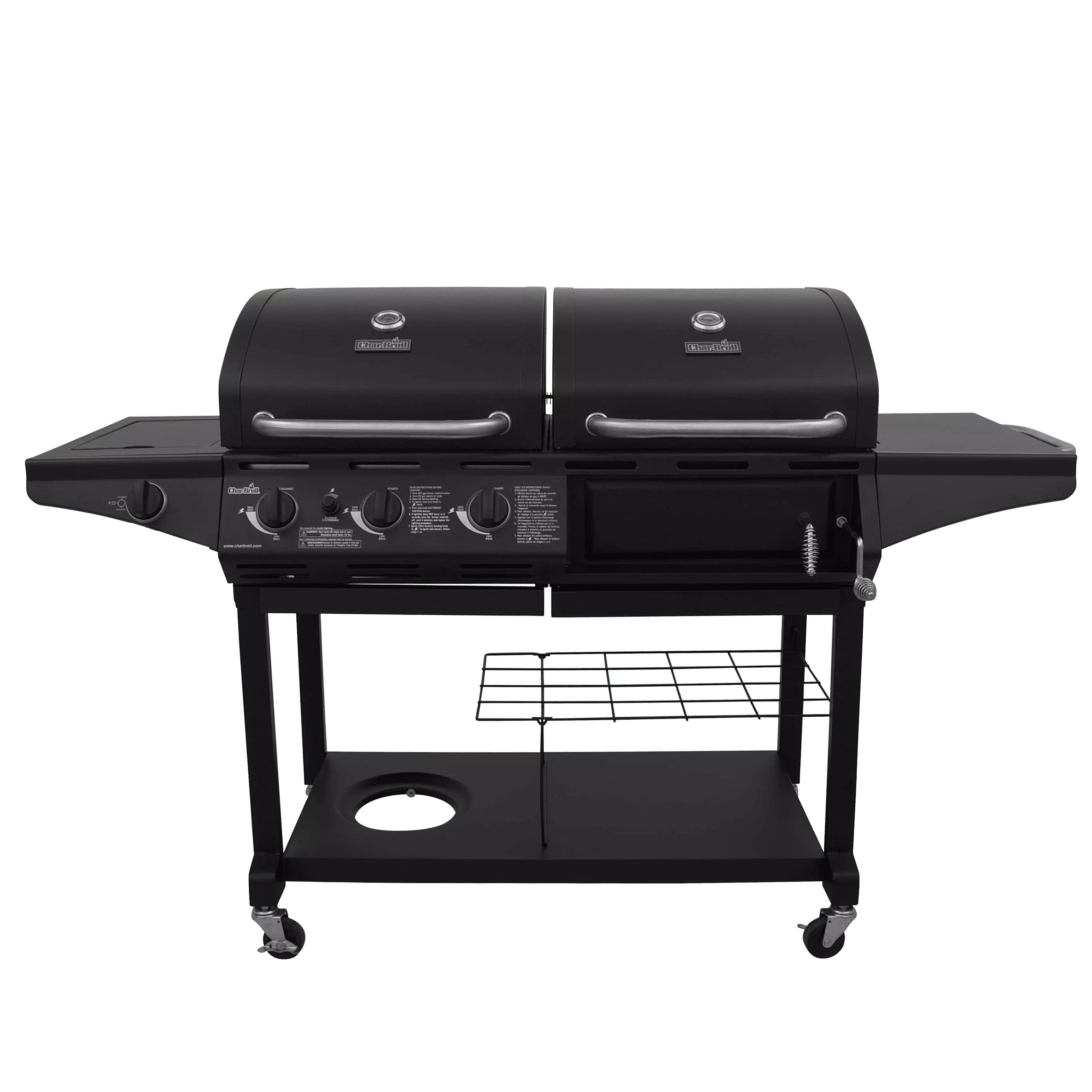 Charbroil Deluxe Charcoal and Gas Combination Cart Grill Outdoor Cooking