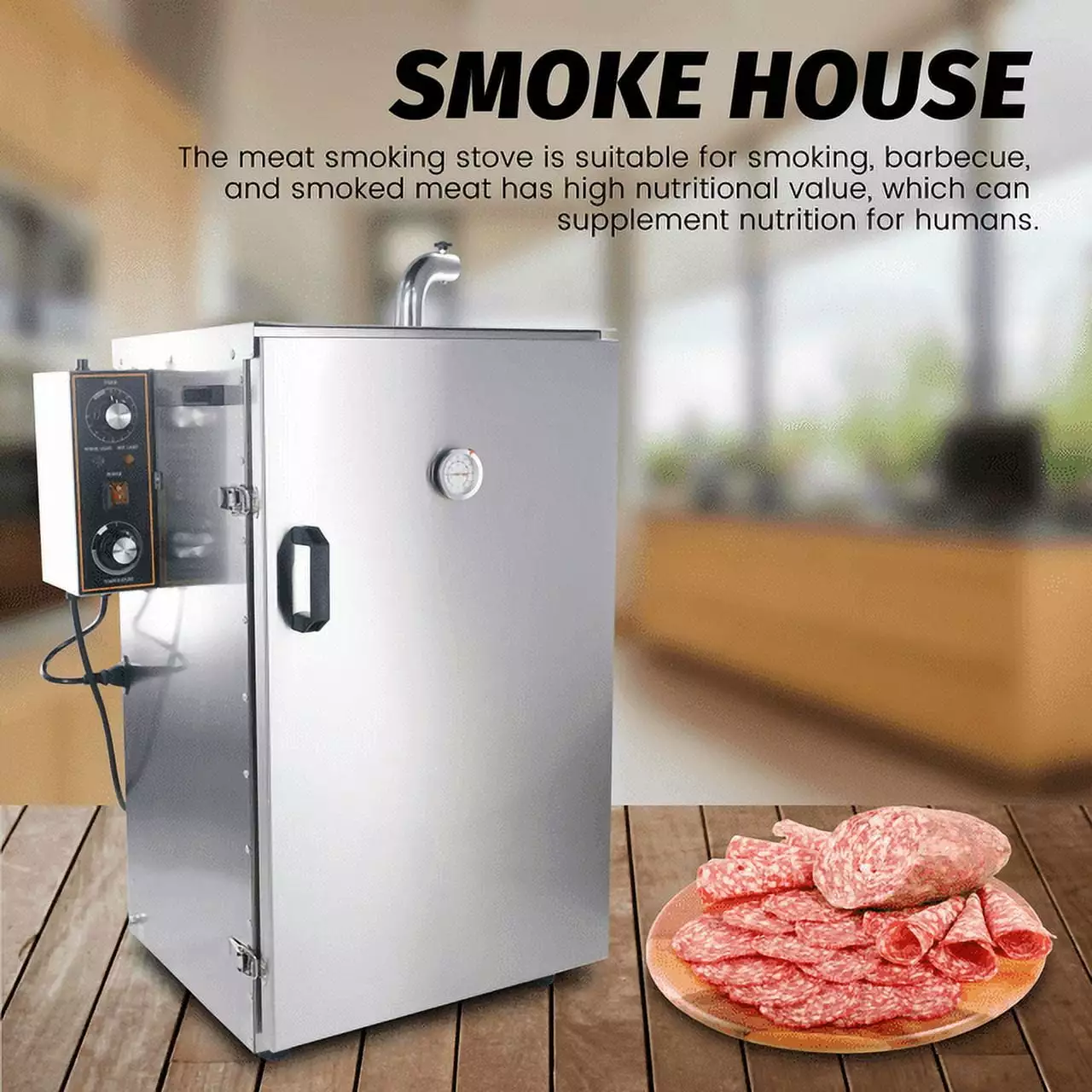 HAKKA 5 Layers Commercial Vertical Electric Smoker Oven BBQ Grill Outdoor Indoor Cooking Pastrami Sausage Bacon Smoked Chi...