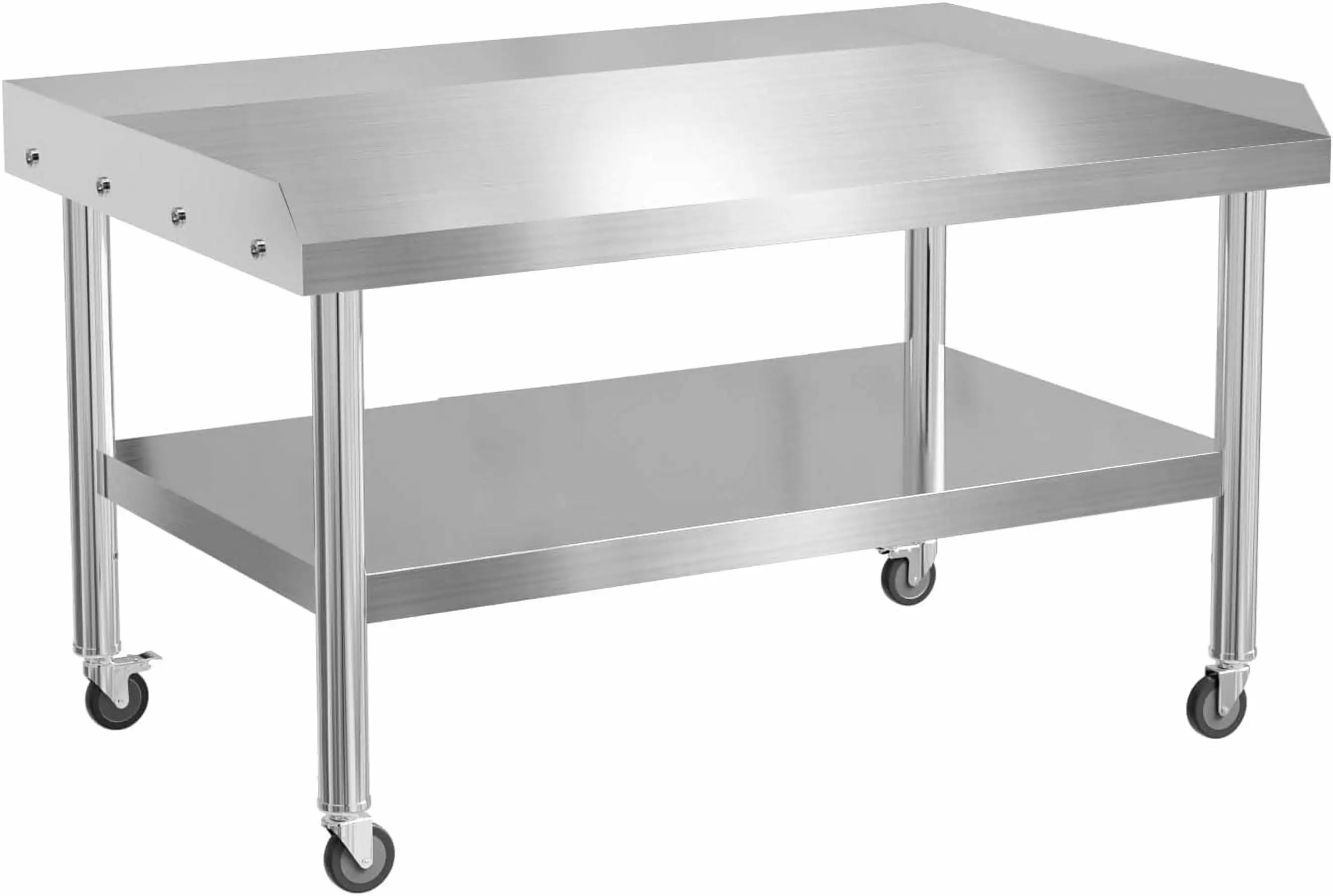 ROVSUN 48x30x26 Stainless Steel Heavy Duty Grill Stand Table Wheels Commercial Use 24