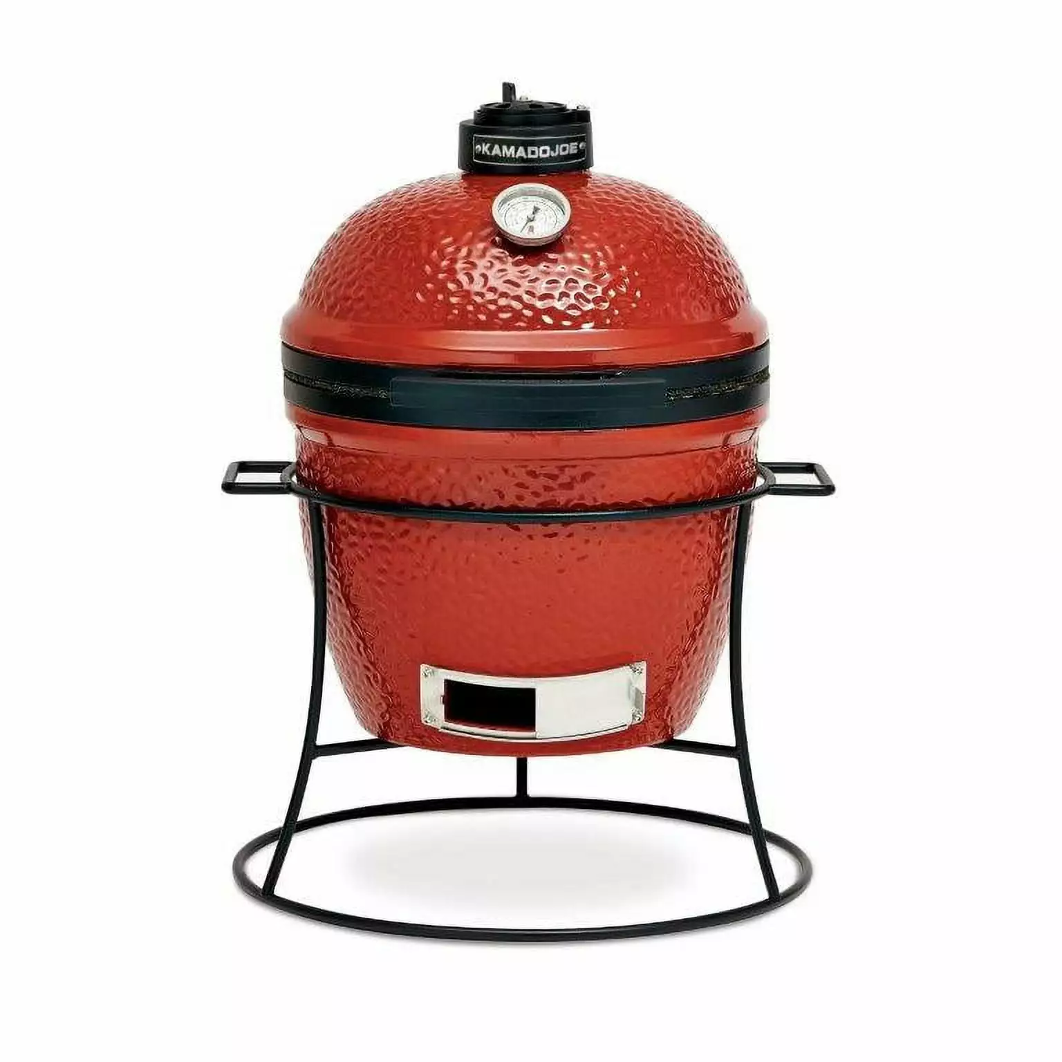 Joe Jr 13.5 Inch Travel-friendly Charcoal Grill Red Cast Iron Cart Heat Deflectors and Ash Tool