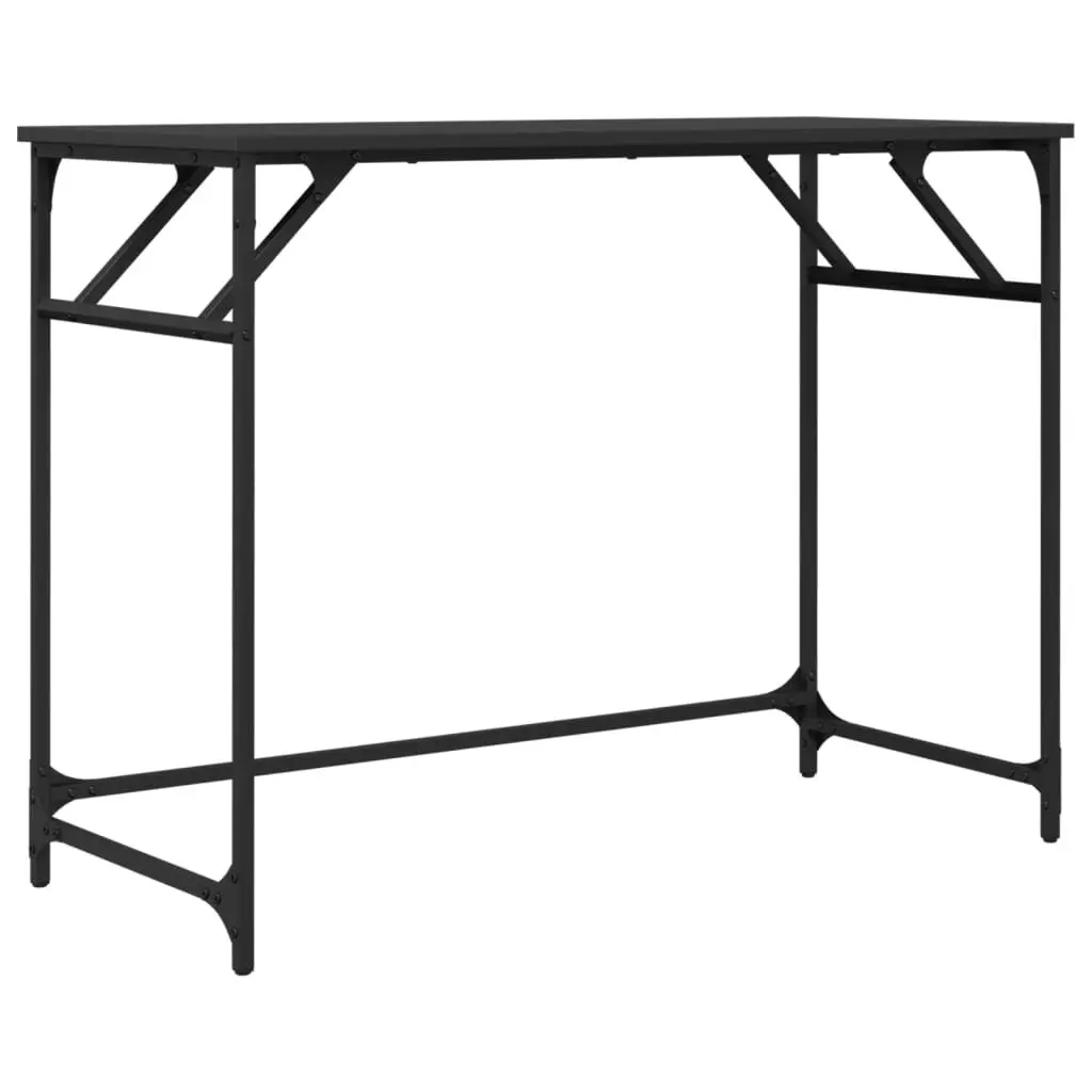 Desk Black 39.4x17.7x29.9 Inches Engineered Wood and Powder-coated Steel Study Table