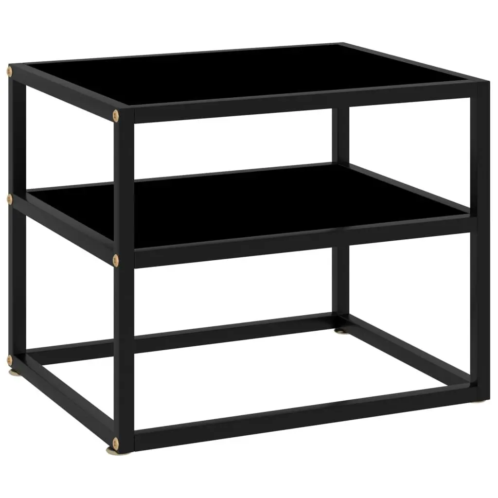 Console Table Black 19.7x15.7x15.7 Inches Tempered Glass Modern Entryway Furniture