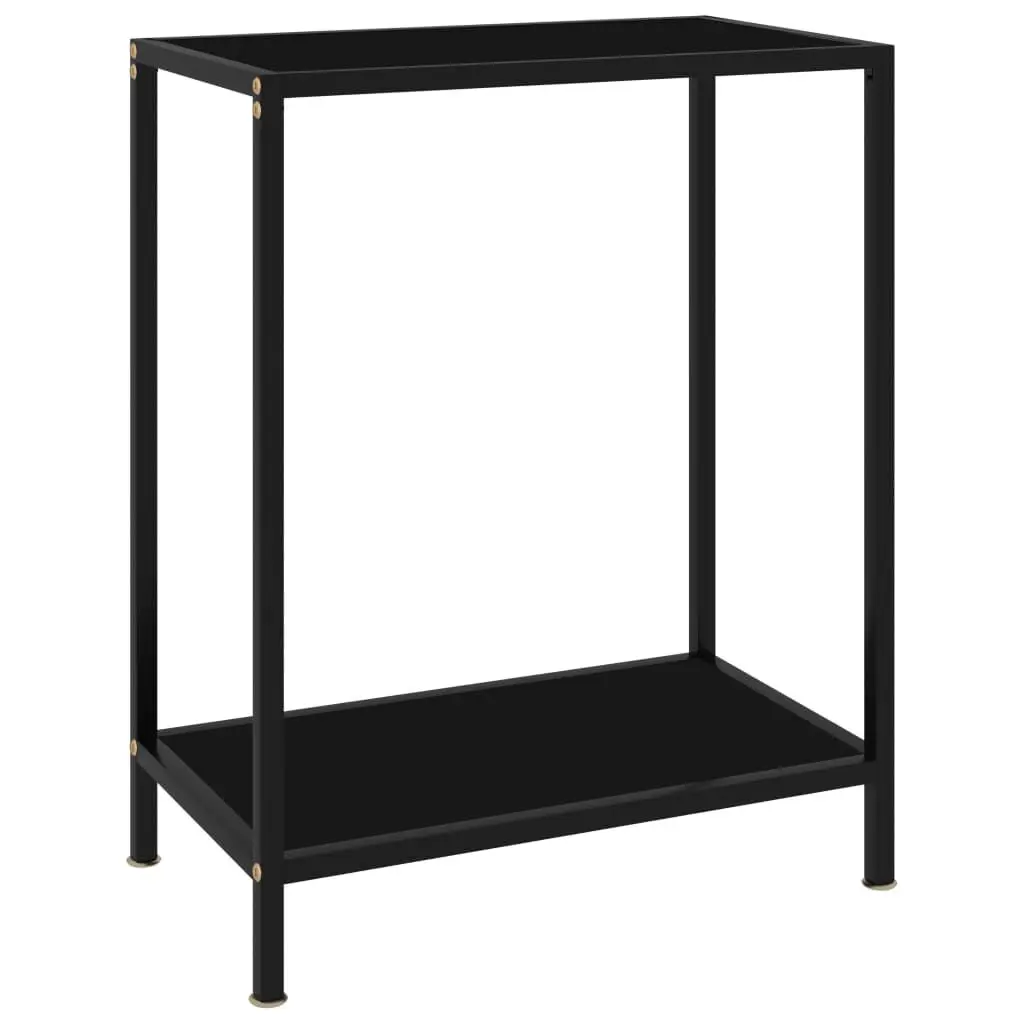 Console Table Black 23.6x13.8x29.5 Inches Tempered Glass Modern Entryway Furniture