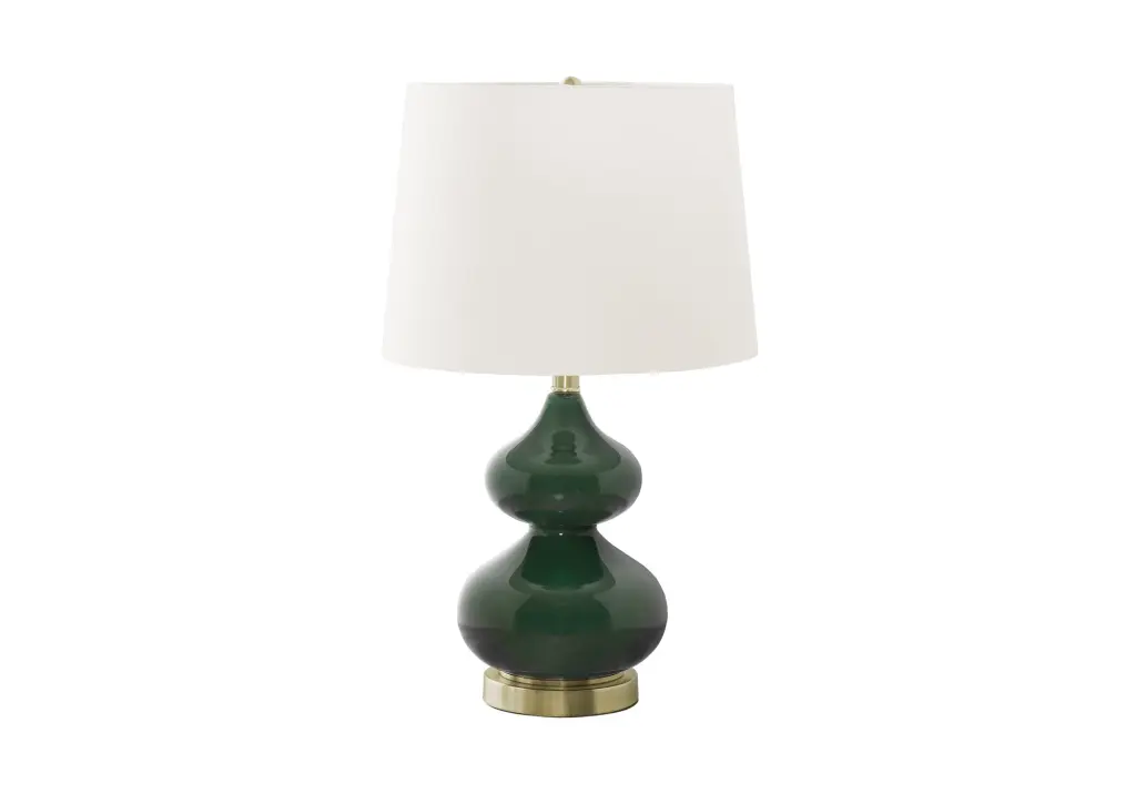 24 Inch Table Lamp Green Crystal Base and Ivory Cream Shade Contemporary Lighting 8th street living