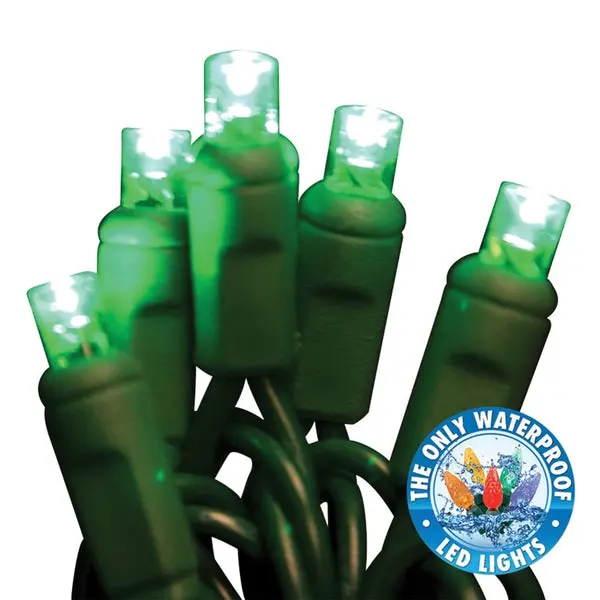 Holiday Bright LEDBX-WA50-GR6 Contractor Grade LED 50 Light Set Green Outdoor Christmas Lights Holiday Bright Lights
