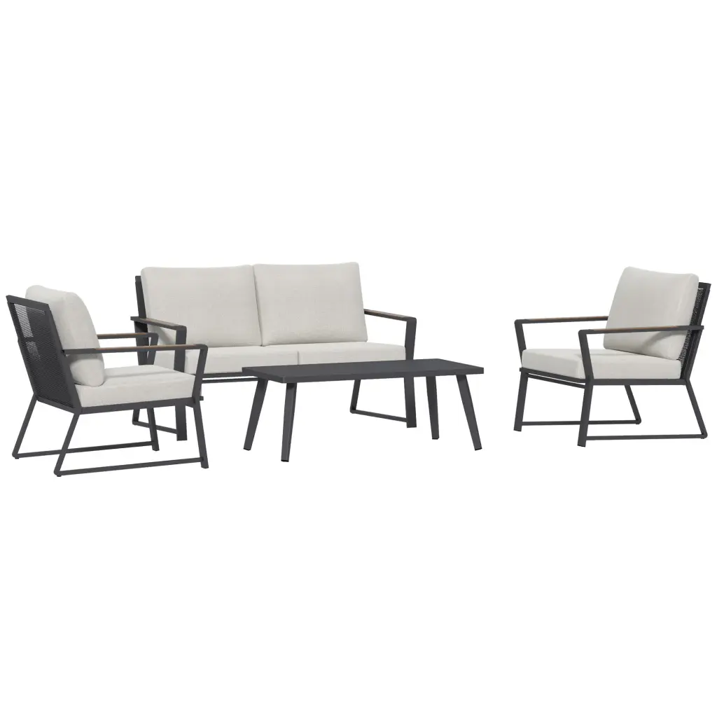 4 Piece Patio Conversation Set Aluminum Outdoor Garden Furniture Home Decor aosom business