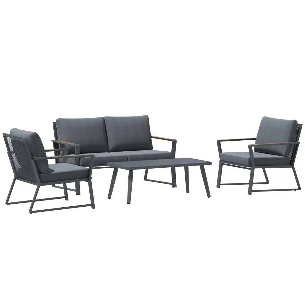 4 Piece Patio Conversation Set Aluminum Outdoor Garden Furniture aosom business