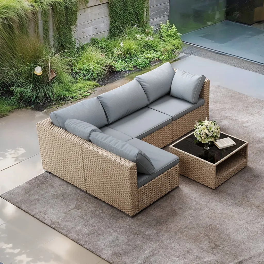 5 Piece Patio Home Decor Set All Weather Outdoor Conversation Set bg outdoor