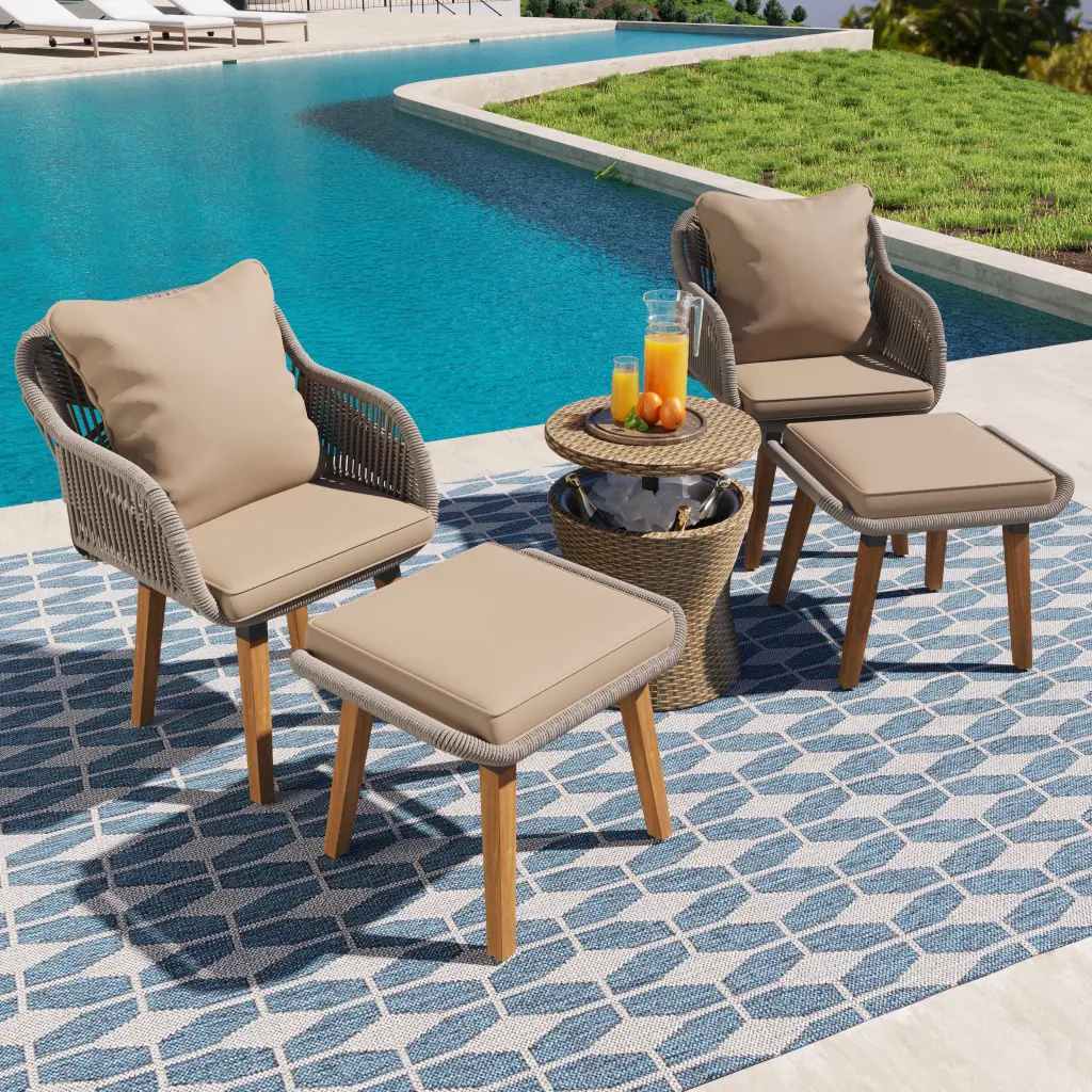 K&K 5 Pieces Patio Conversation Set Chairs Outdoor Home Decor Furniture rnb