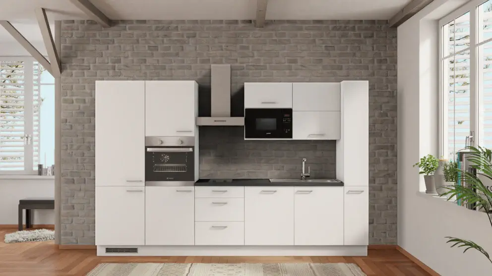 nobilia kitchen Chemnitz 330 cm alpine white matte online buy concrete slate gray all-inclusive cooktop