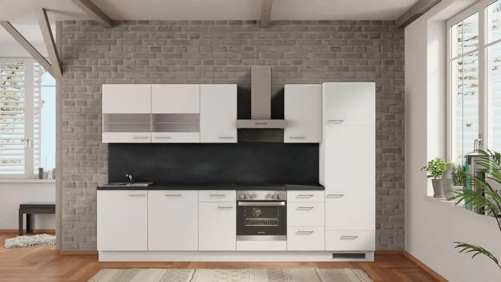 nobilia kitchen unit Soest 330 cm alpine white matte concrete slate graphite --