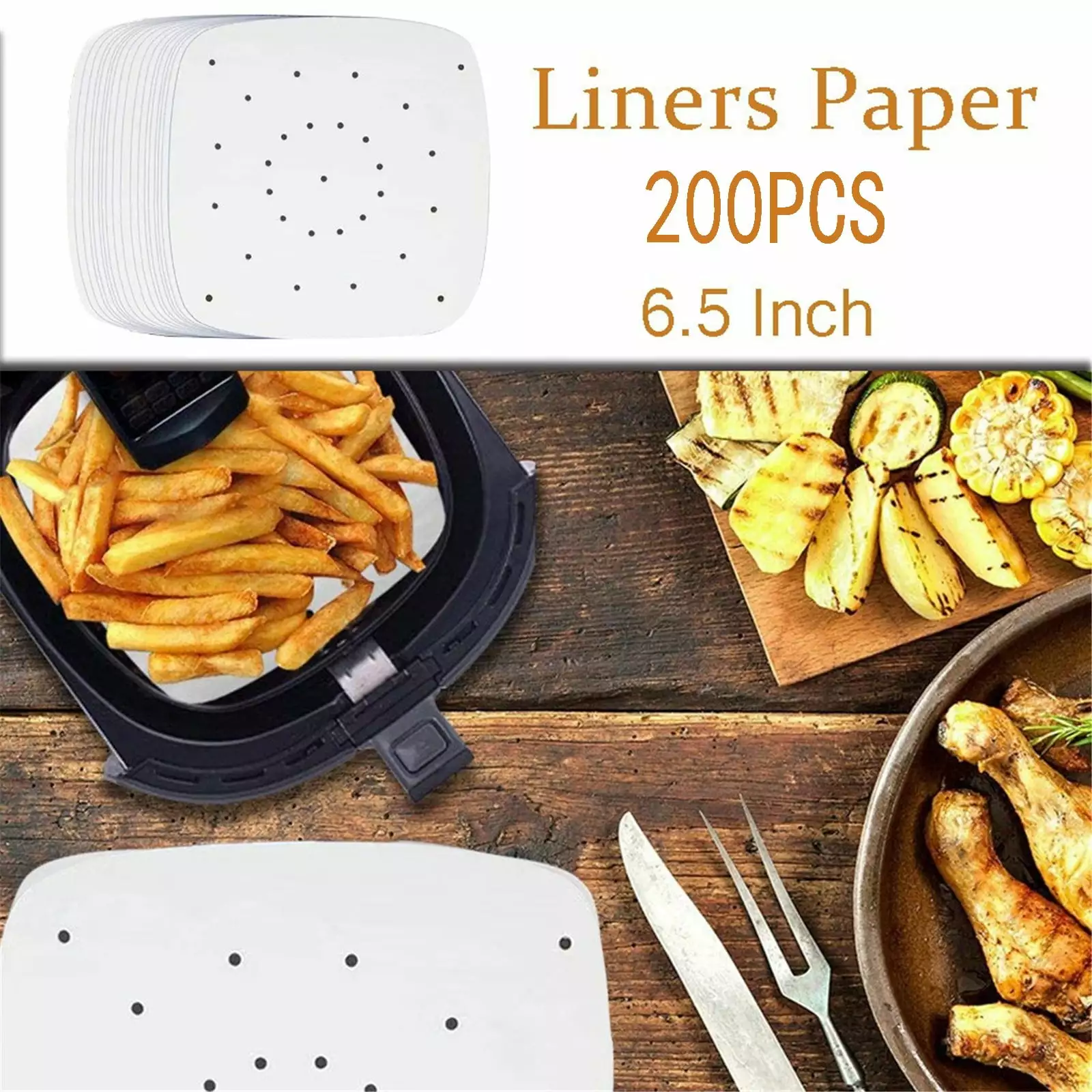 Aaihamo 200PCS Oil Absorbing Paper Perforated Sheets Fryer Pans and Streamers