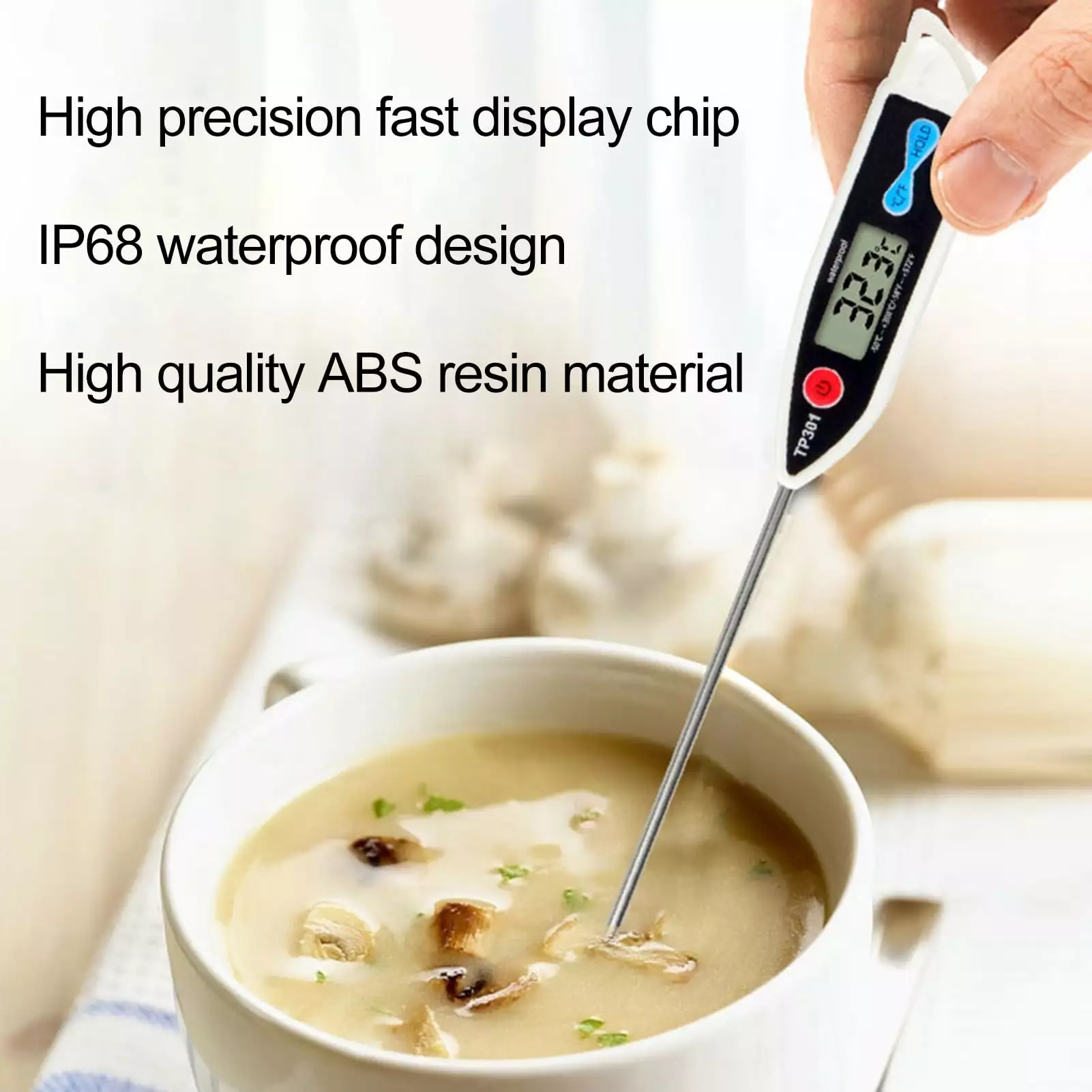Anvazise Waterproof Food Grade Probe Thermometer Meat Pastry Fried Food and BBQ Size
