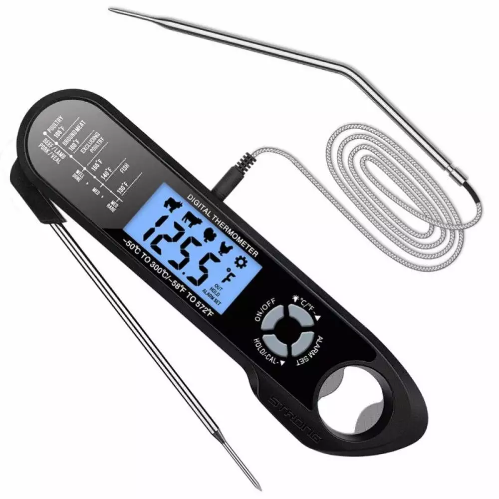 Waterproof Digital Instant Read Meat Thermometer Folding Probe Backlight Cooking Food Candy BBQ Grill and Liquids
