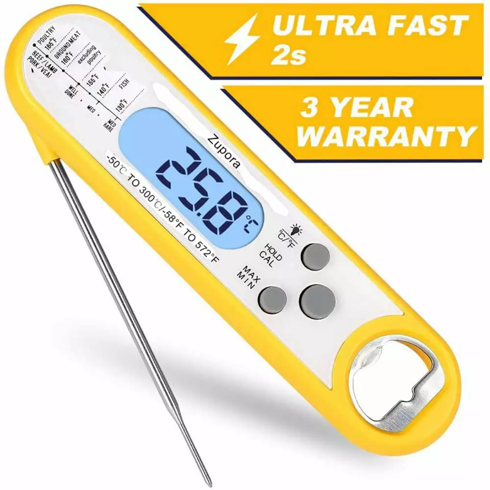 Waterproof Digital Meat Thermometer Probe Cooking Baking Liquids Candy Grilling BBQ and Air Fryer