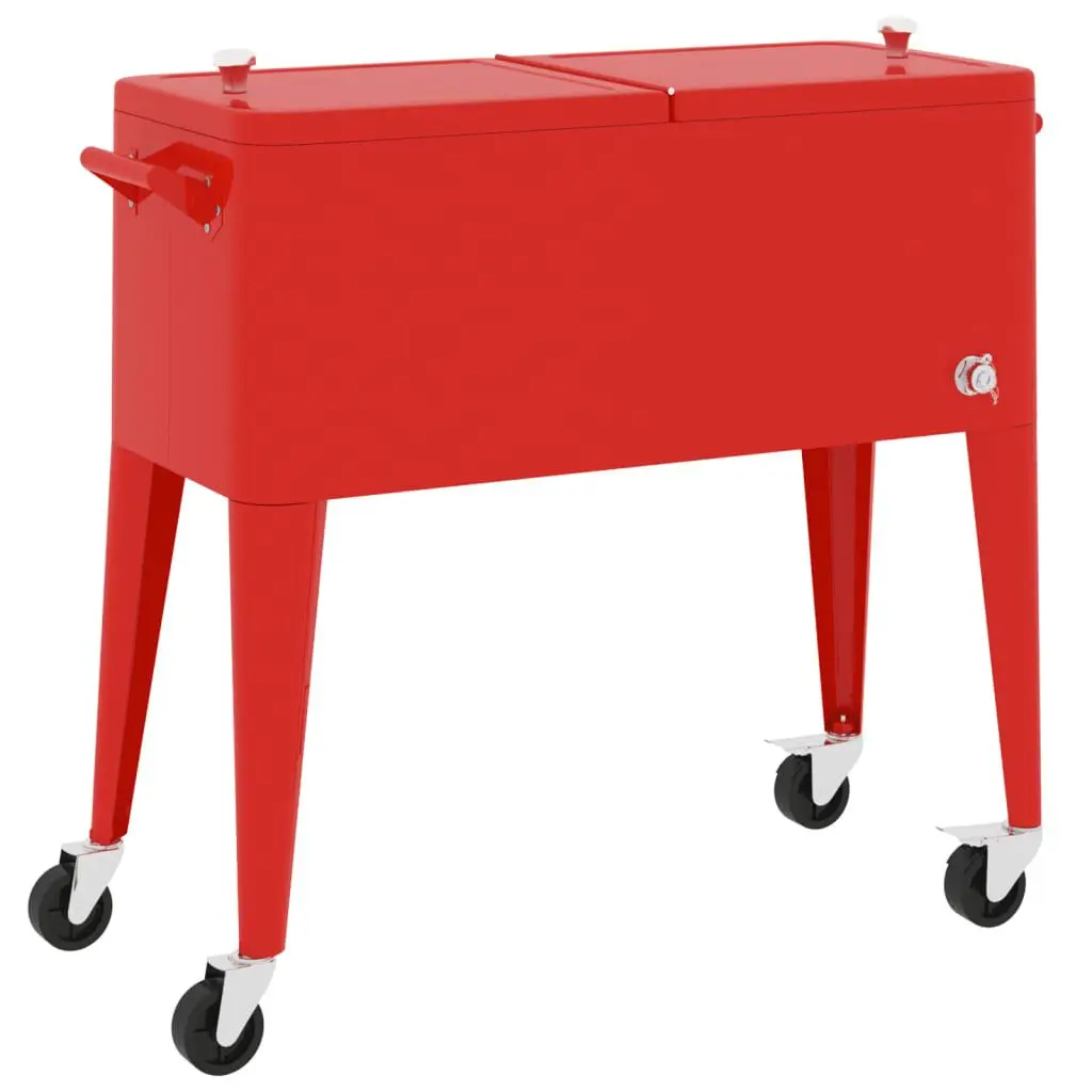 Cooler Cart Wheels Red 36.2x16.9x35 Inches Portable Beverage Cart