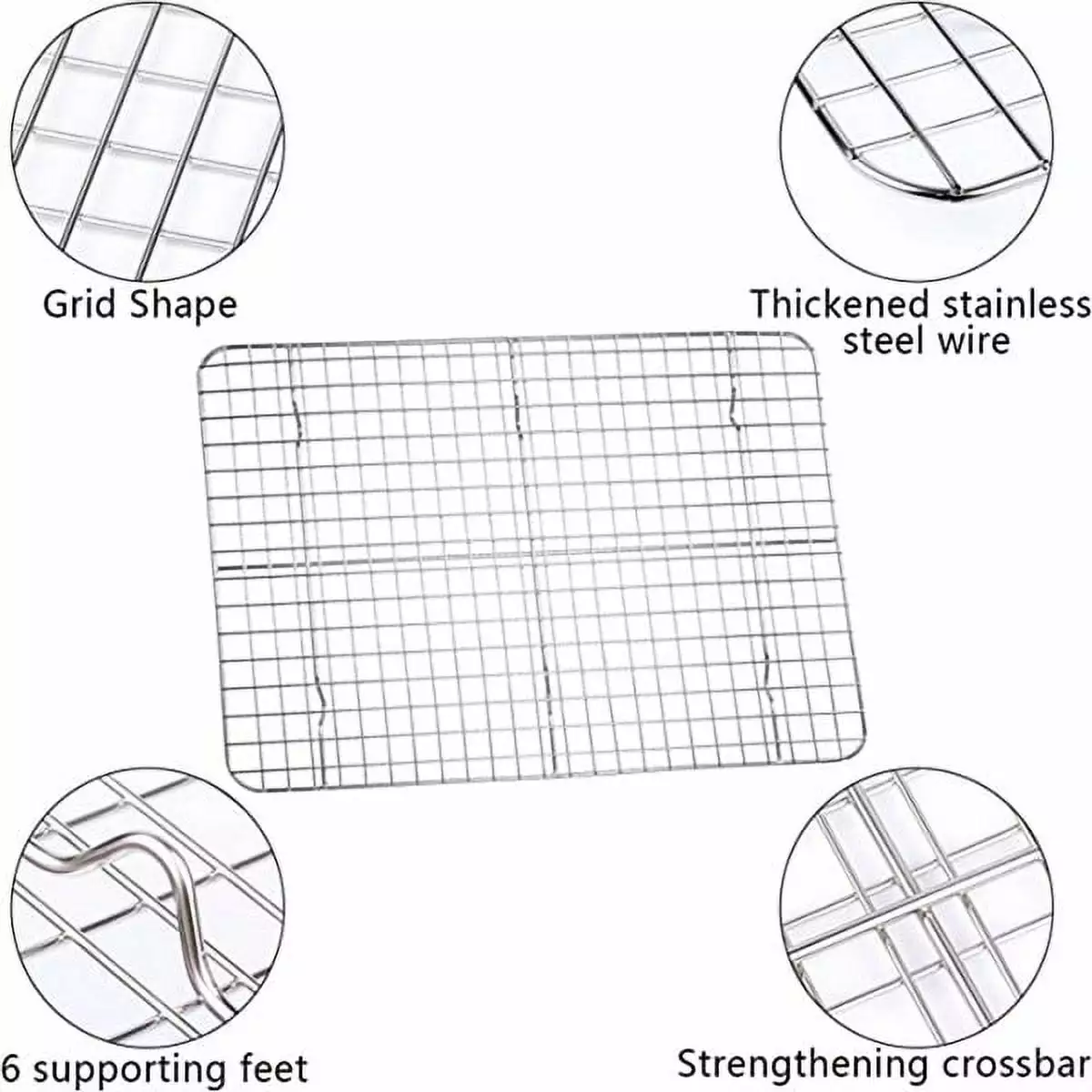 18/8 Stainless Steel Cooling Rack 15.4 x 11.5 Inches Baking Cooking Roasting Grilling 15