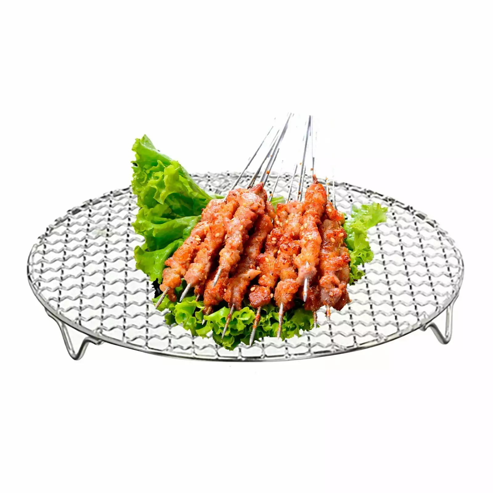 Hxroolrp Round Stainless Steel Wire Barbecue Rack Baking Net Grill Pan Grate Legs Size