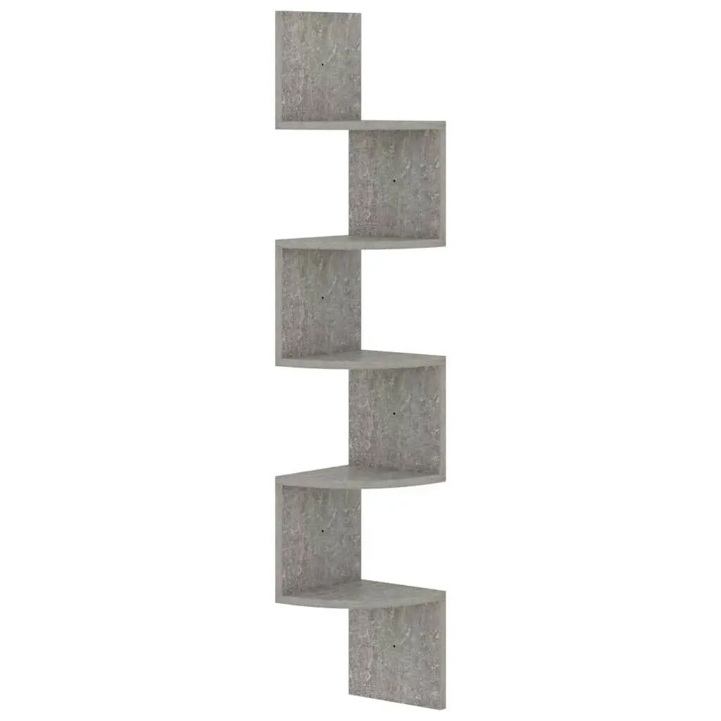 Wall Corner Shelf Concrete Gray 7.5x7.5x48.4 Inches Engineered Wood Floating Shelf
