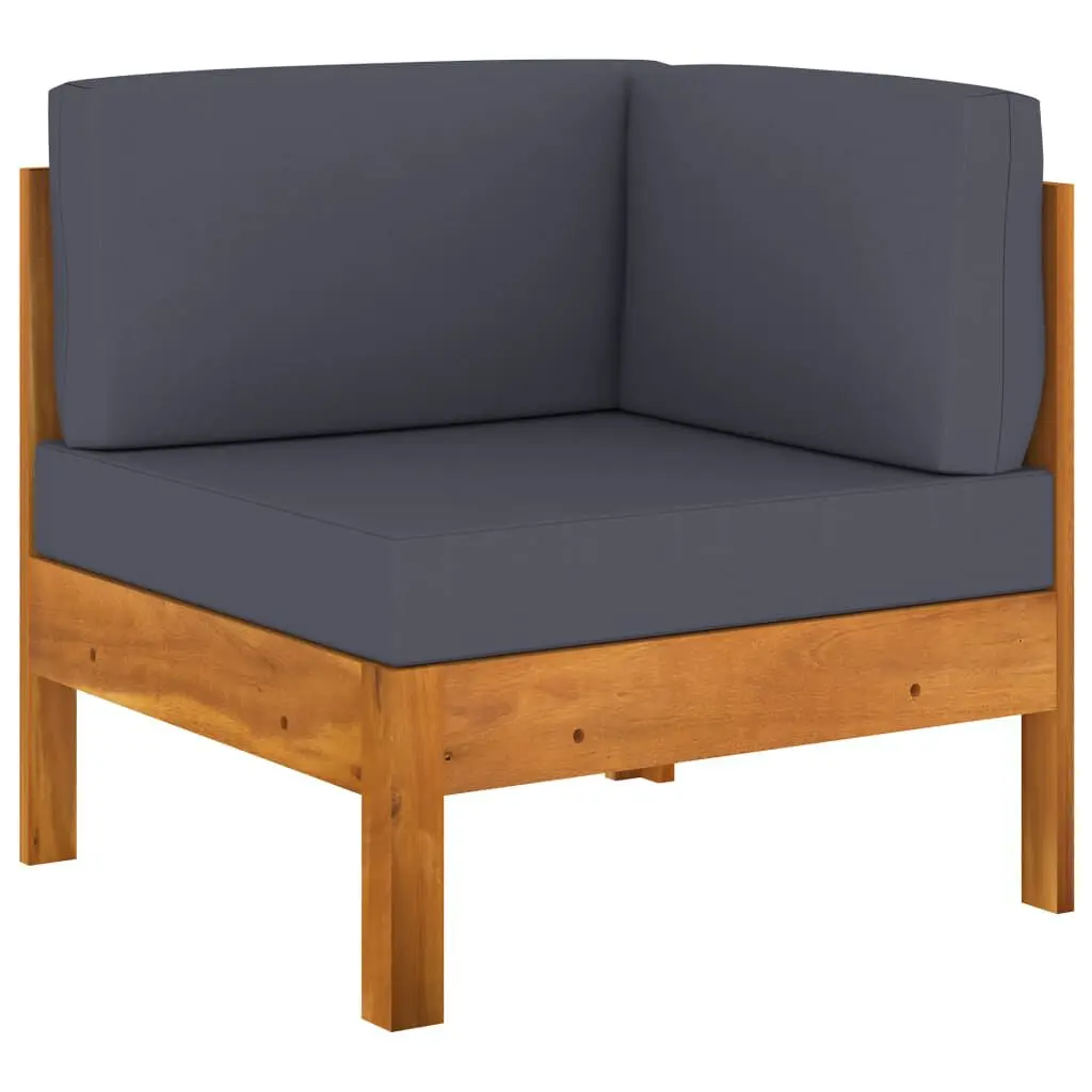 Corner Sofa Dark Gray Cushions Solid Acacia Wood Outdoor Furniture