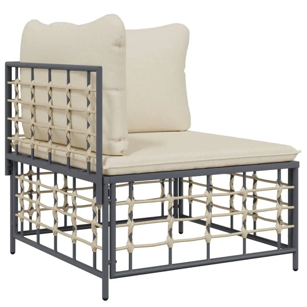 Patio Corner Sofa Beige Cushions Poly Rattan Outdoor Furniture