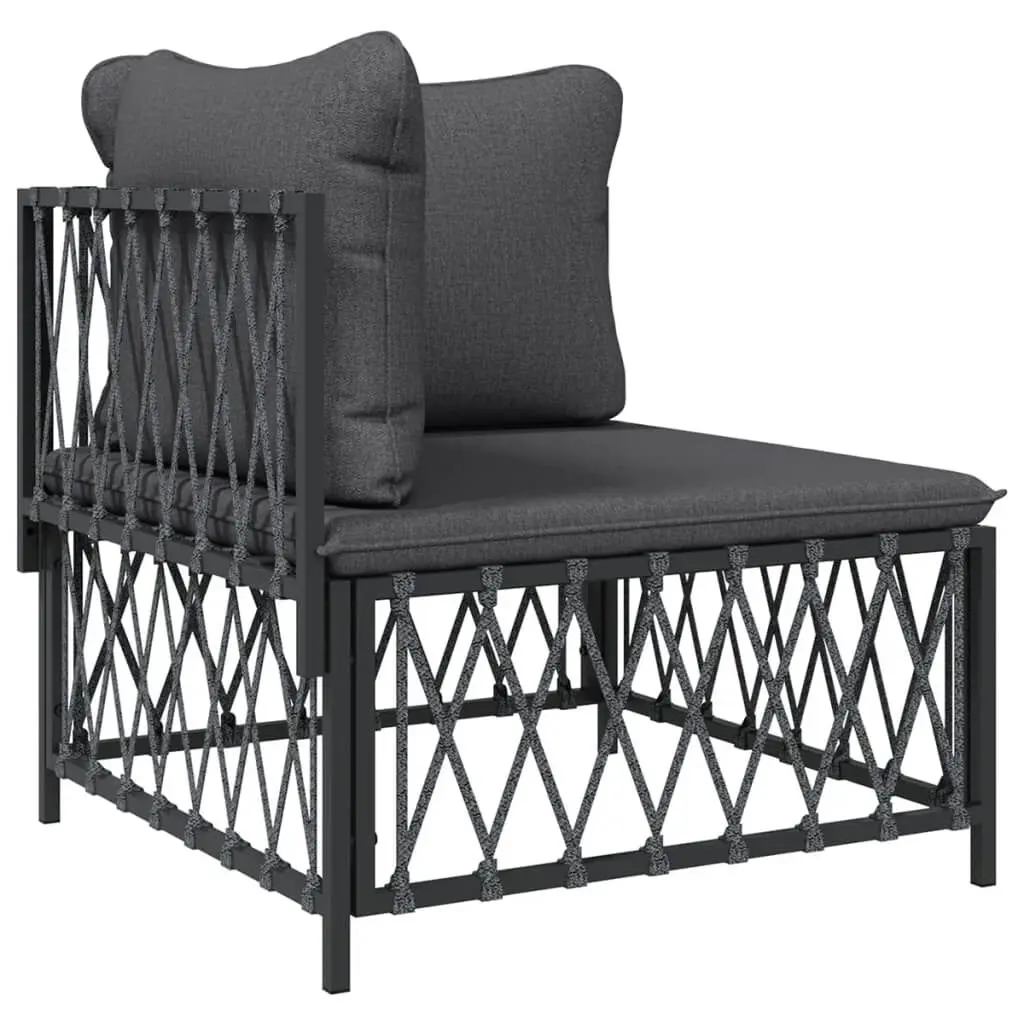 Patio Corner Sofa Cushions Anthracite Woven Fabric Outdoor Furniture