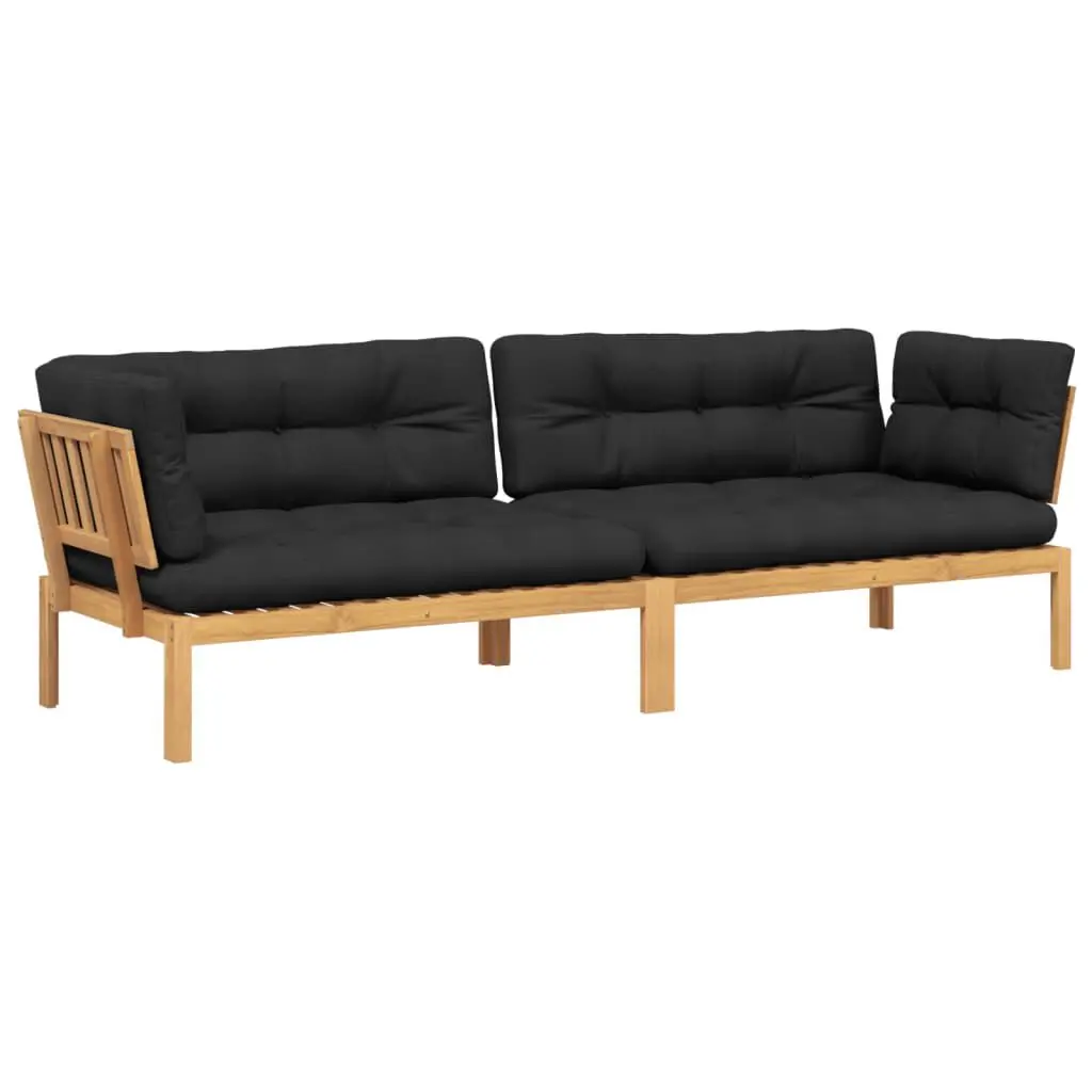 Patio Pallet Corner Sofas 2 pcs Cushions Solid Wood Acacia Outdoor Furniture