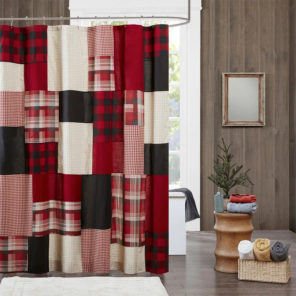 100% Cotton Shower Curtain Multicolor Bathroom Decor Waterproof Liner Included jla