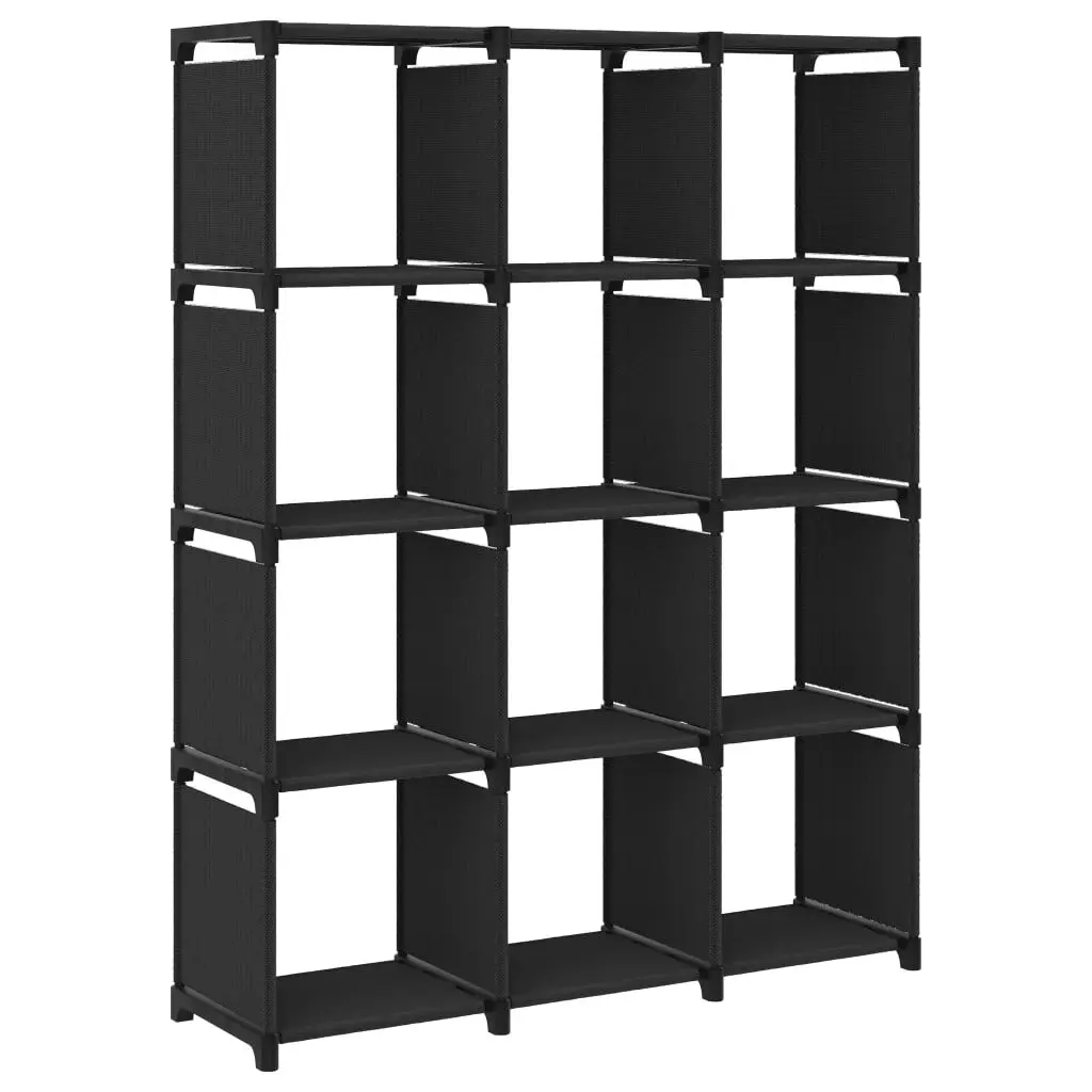 12-Cube Presentation Shelf Black 40.6x11.8x55.5 Inches Fabric Storage