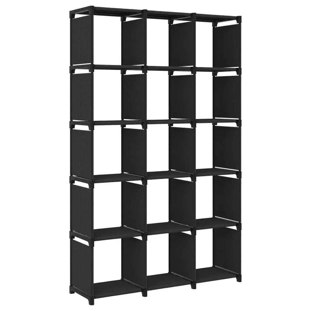 15-Cube Presentation Shelf Black 40.6x11.8x69.1 Inches Fabric Storage