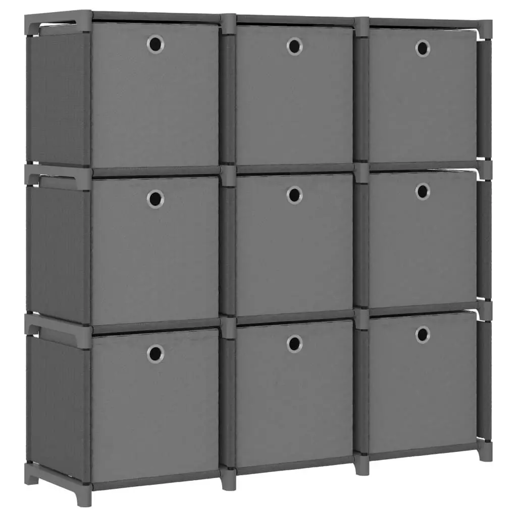 9-Cube Presentation Shelf Boxes Gray 40.6x11.8x42.3 Fabric Storage Organizer