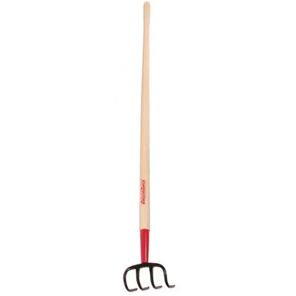 Razor-Back Forged Cultivator Wood Handle 4 Curved Tine Garden Tool