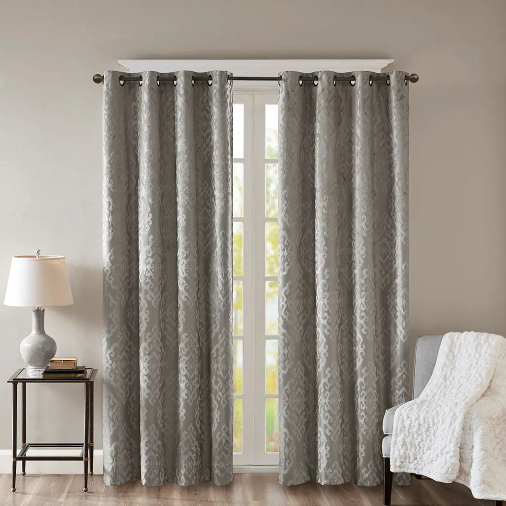 Knitted Jacquard Blackout Grommet Top Curtain Panel Single Piece jla