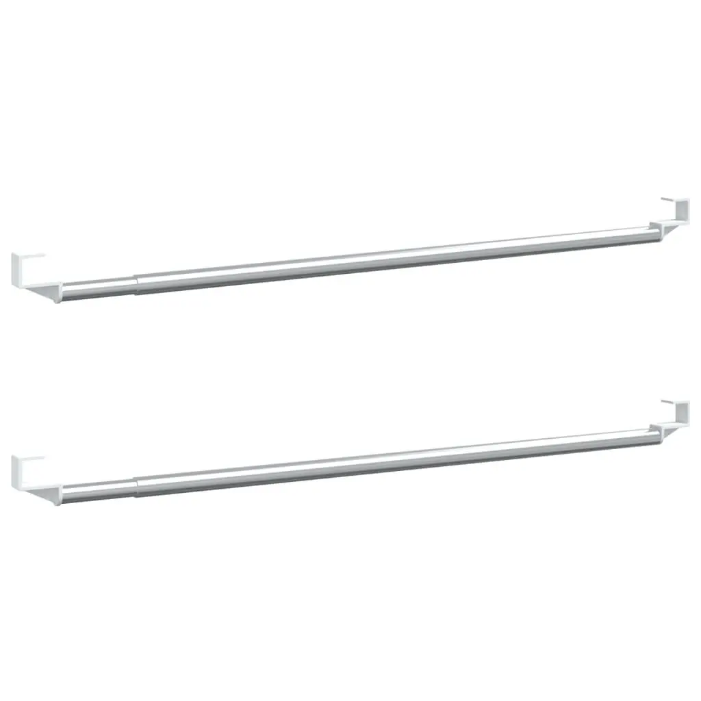 Curtain Rails 2 Pack White and Silver 15.7-23.6 Inches Adjustable Aluminum Rods