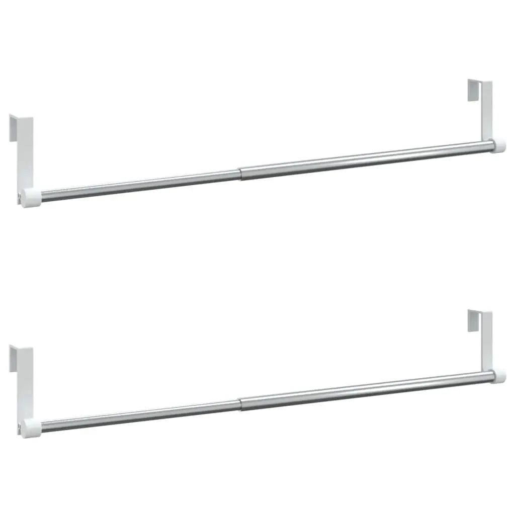 Curtain Rails 2 Pcs White and Silver 15.7-23.6 Inches Aluminum Window Hardware