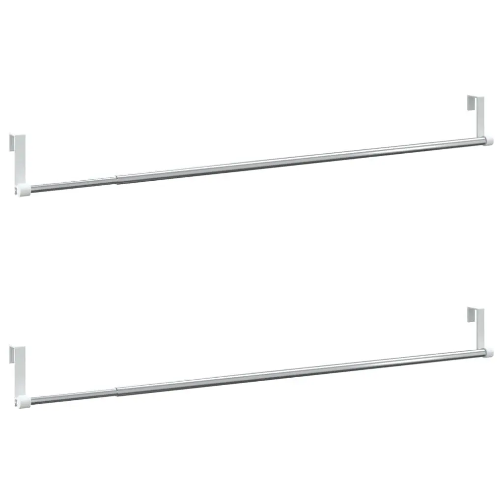 Curtain Rails 2 Pcs White and Silver 23.6-41.3 Inches Aluminum Window Hardware