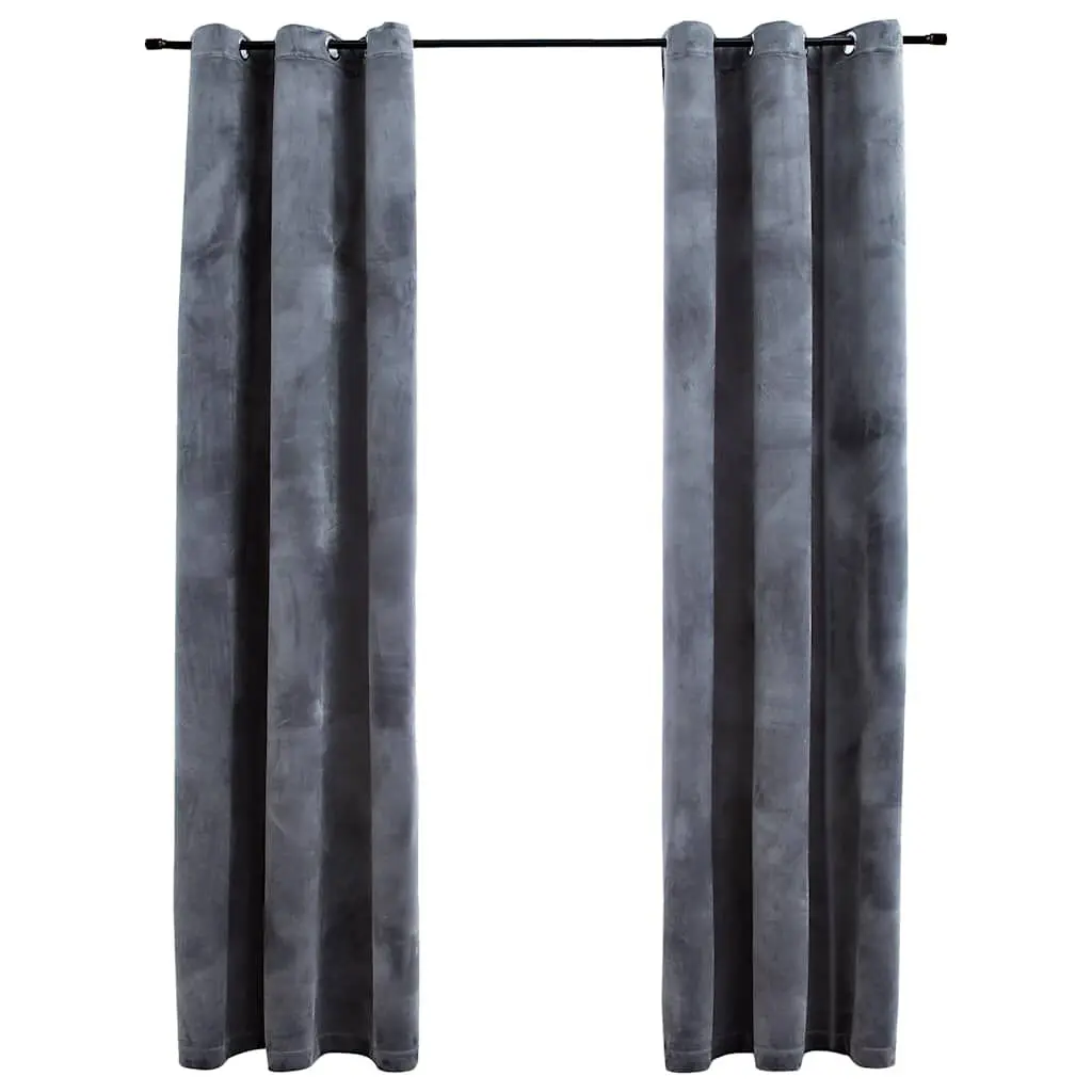 Blackout Curtains Rings 2 Panels Anthracite 37x63 Inches Velvet Window Treatments