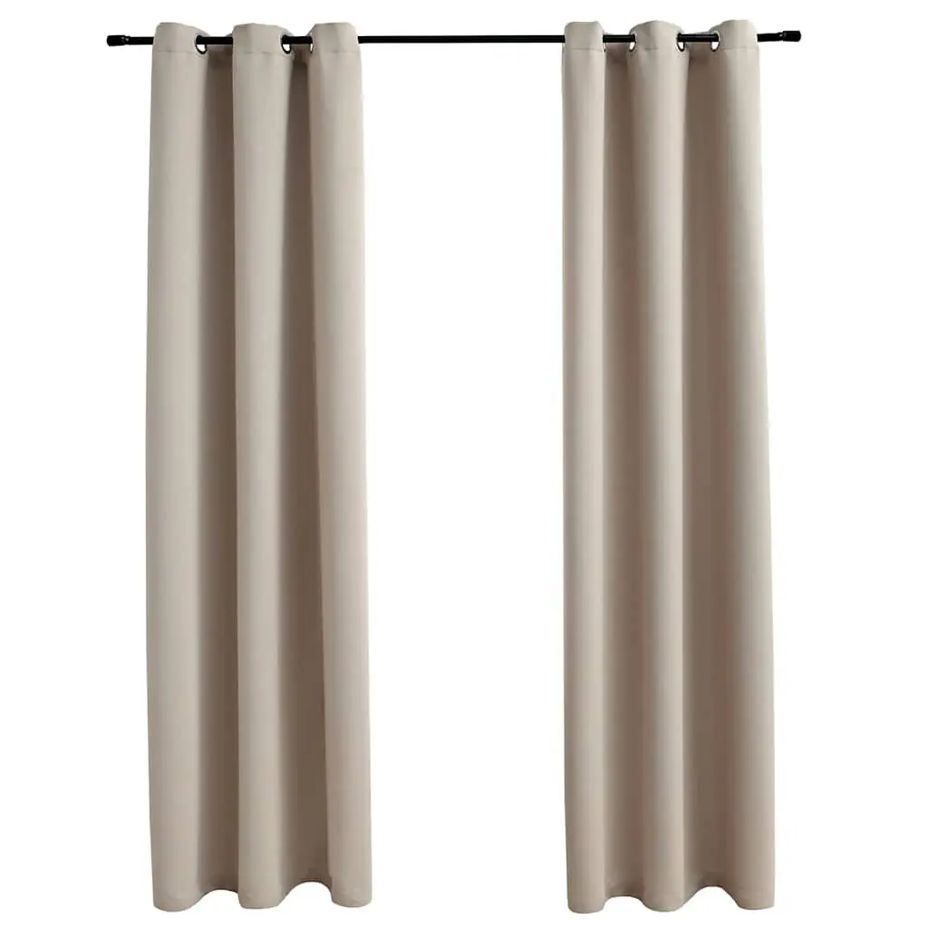 Blackout Curtains Rings 2 Panels Beige 37x63 Inch Thermal Insulated Window Drapes
